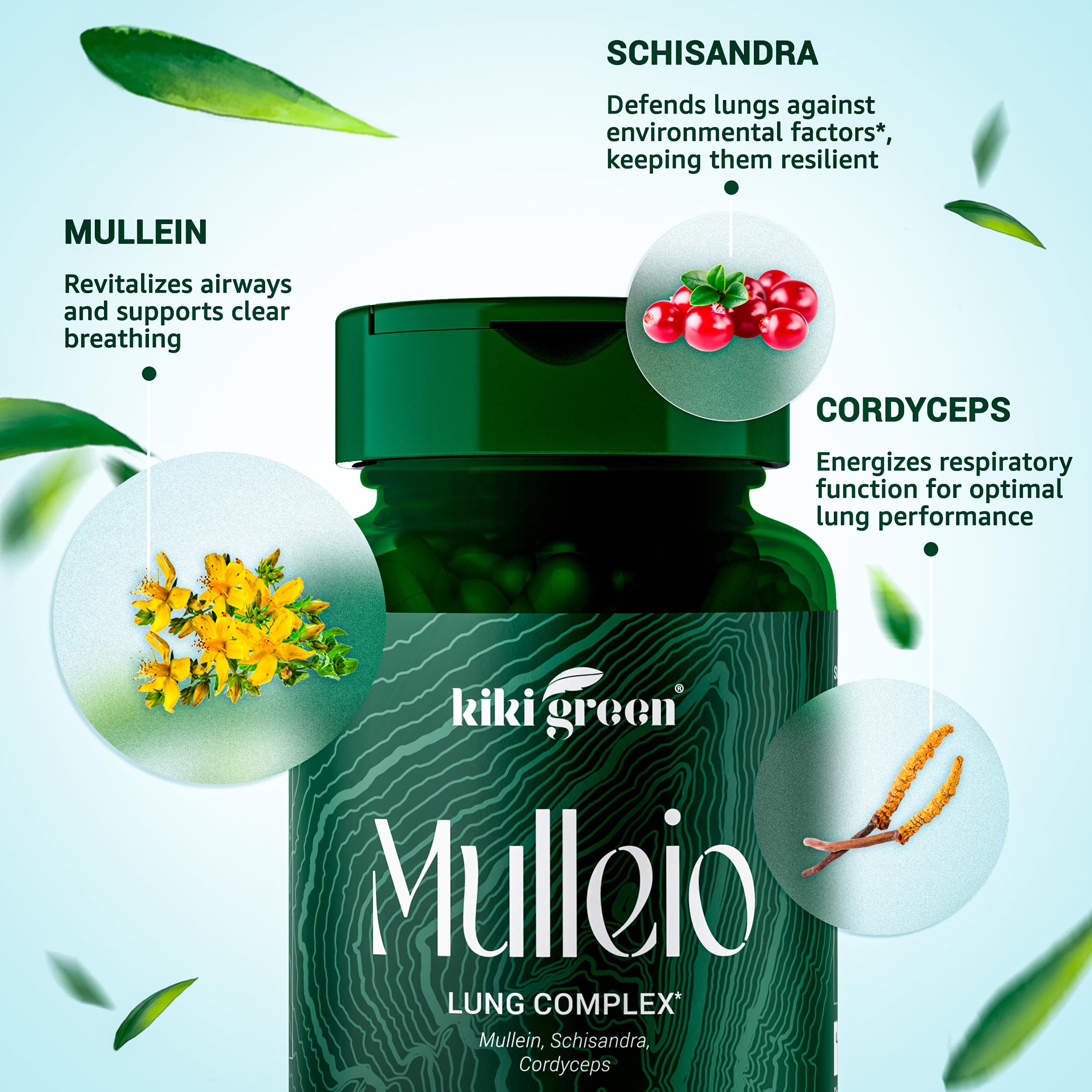 KIKI Green MULLEIO Lung Health Capsules: Herbal Supplement for Lung Cleanse, Better KIKI Green uk supplements
