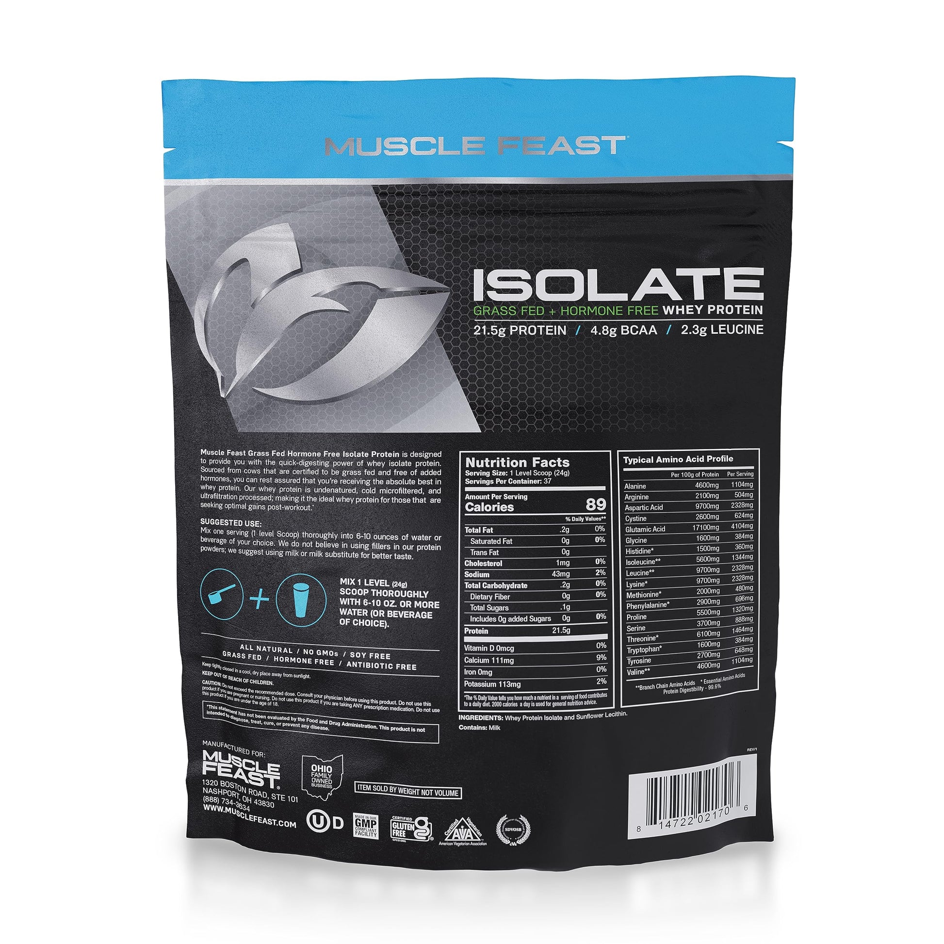 Muscle Feast Grass-Fed Whey Protein Isolate, All Natural Hormone Free Pasture Raised Muscle Feast uk supplements