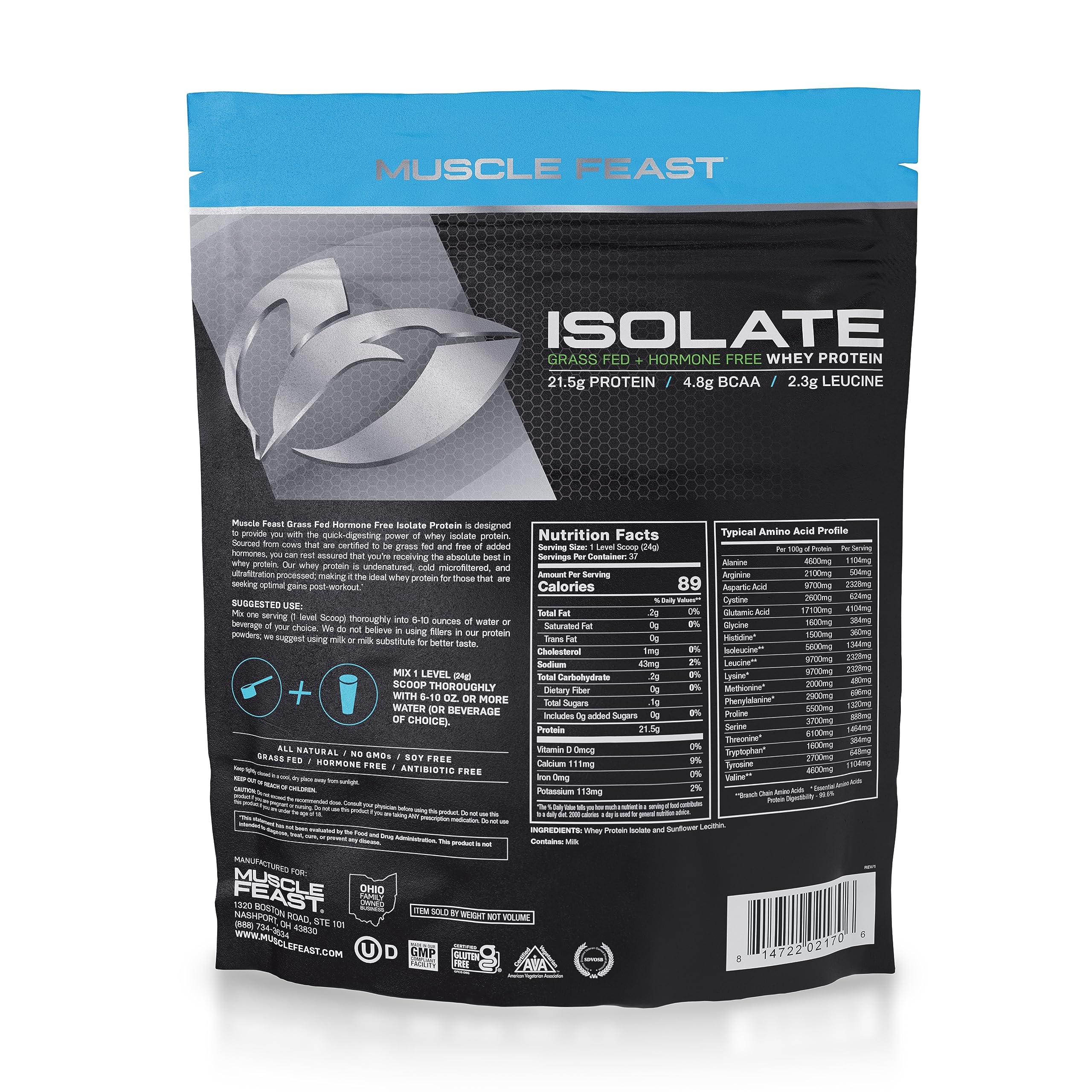 Muscle Feast Grass-Fed Whey Protein Isolate, All Natural Hormone Free Pasture Raised Muscle Feast uk supplements