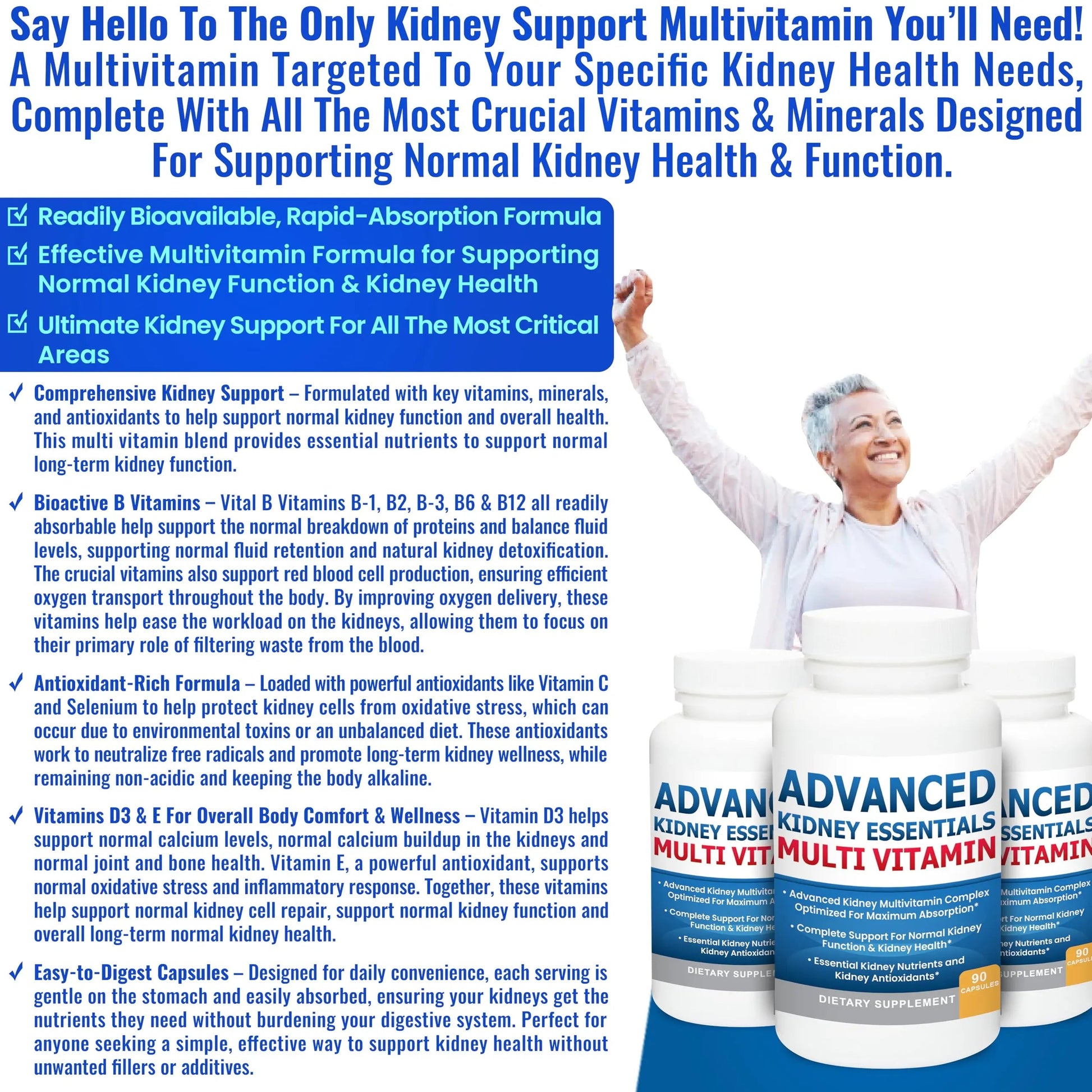 Advanced Kidney Essentials Multivitamin. Kidney Support Supplement for Complete Kidney Health. Kidney Health Supplement Kidney Restore uk supplements