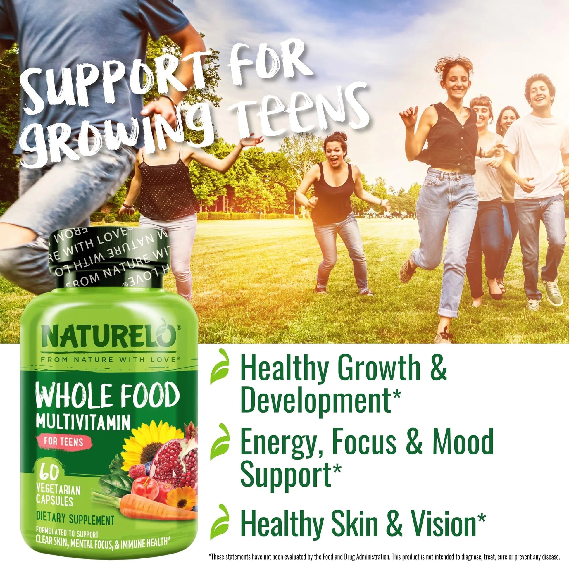 NATURELO Teen Multivitamin - Whole Food, 60 Capsules and One Daily Multivitamin for Women, 60 Capsules - 2 Month Supply Bundle NATURELO uk supplements