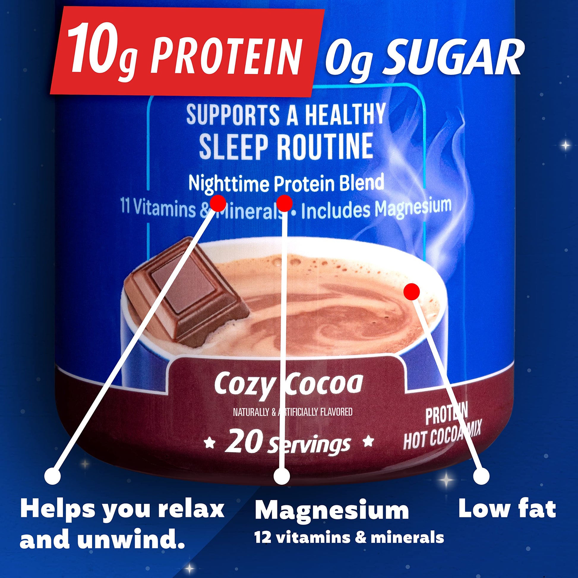 Premier Protein Good Night Protein Powder, Hot Cocoa Mix, 10g Protein, 0g Sugar Premier Protein uk supplements