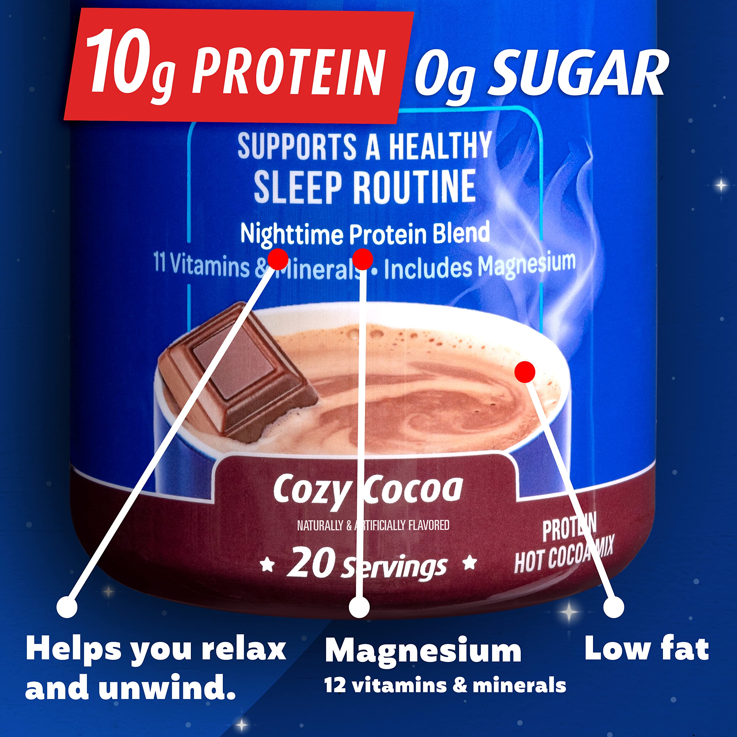 Premier Protein Good Night Protein Powder, Hot Cocoa Mix, 10g Protein, 0g Sugar Premier Protein uk supplements