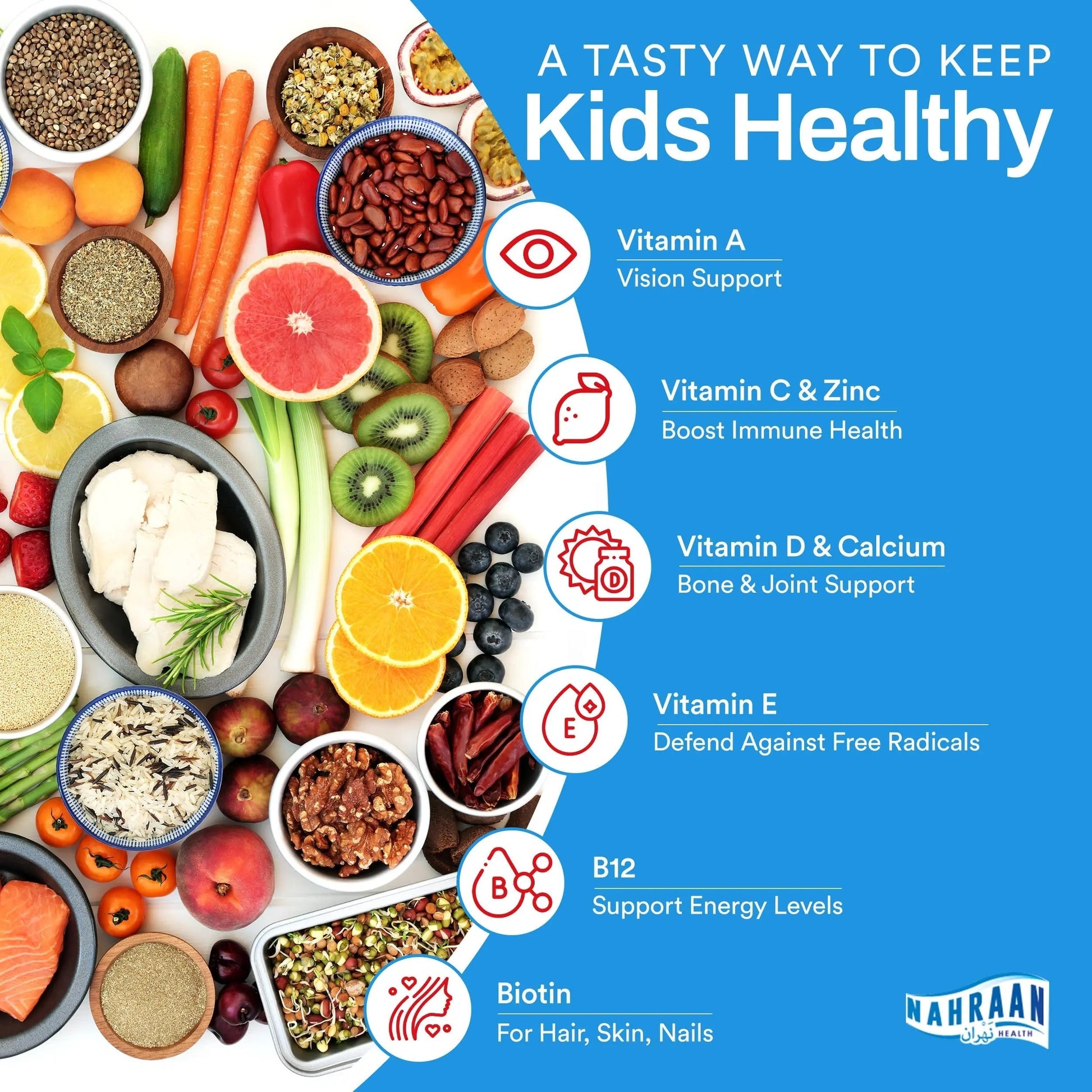 NAHRAAN HEALTH Halal Vitamins for Kids - Halal Multivitamins for Kids Vitamin A, C, D, E, B6, B12 - Non-GMO Vegetarian, Halal Gummies - 90 Count NAHRAAN HEALTH uk supplements