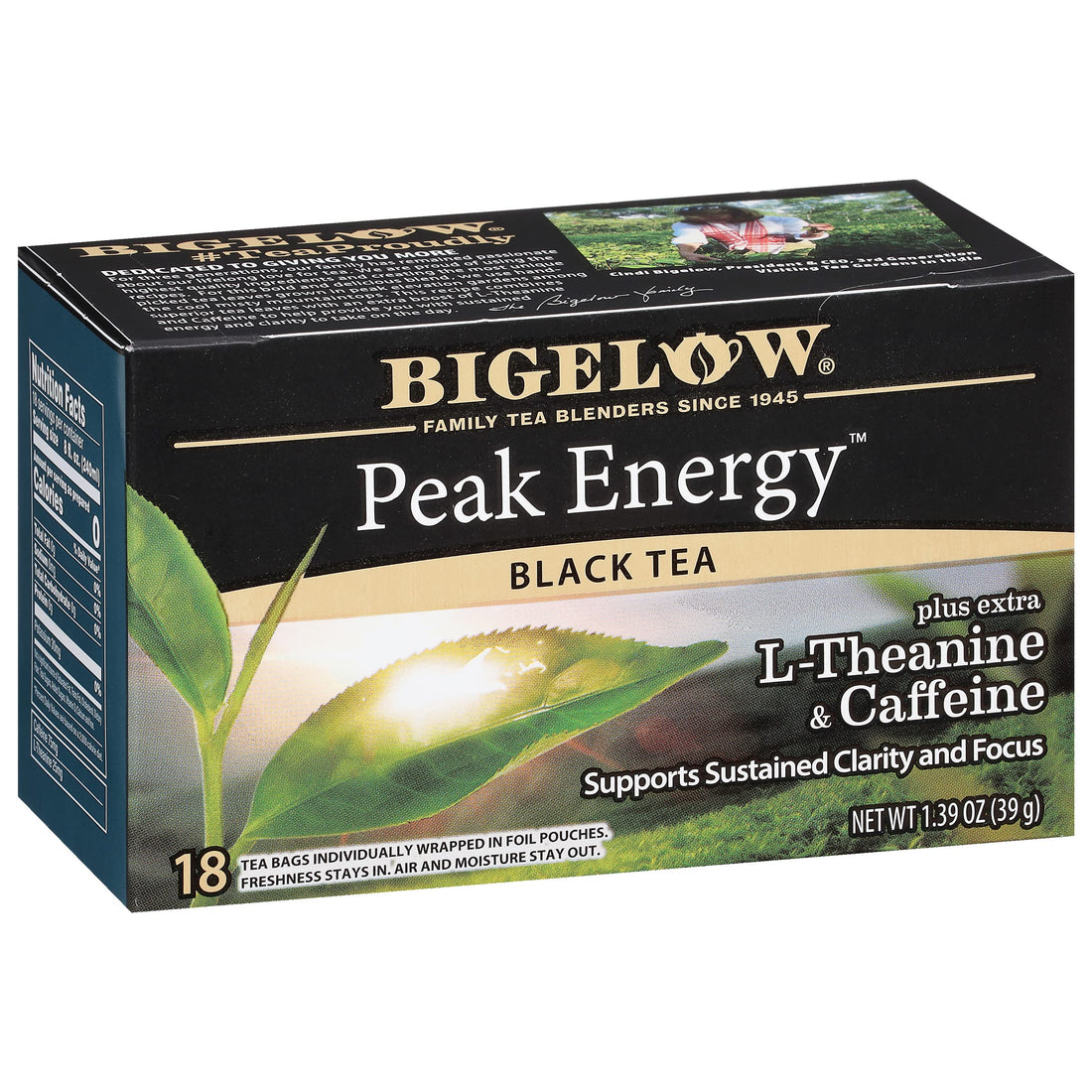 Bigelow Tea Peak Energy plus extra L-Theanine & Caffeine, 18 Count (Pack of 6), 108 Total Tea Bags Bigelow Tea uk supplements