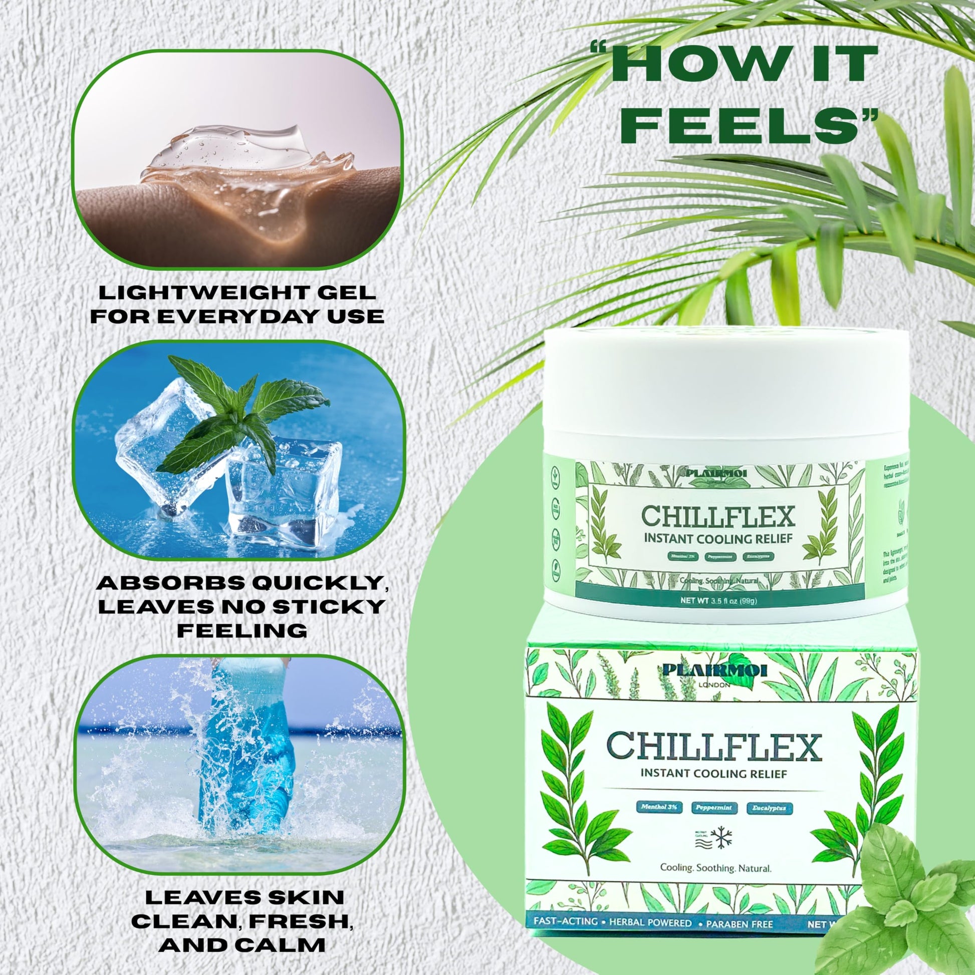 PLAIRMOI CHILLFLEX Pain Relief Gel for Muscle Aches, Joint Pain, Discomfort & Inflammation – Fast Acting, Cooling, Non-Greasy with 3% Menthol & Eucalyptus – 3.5 oz, 1-Pack PLAIRMOI uk supplements