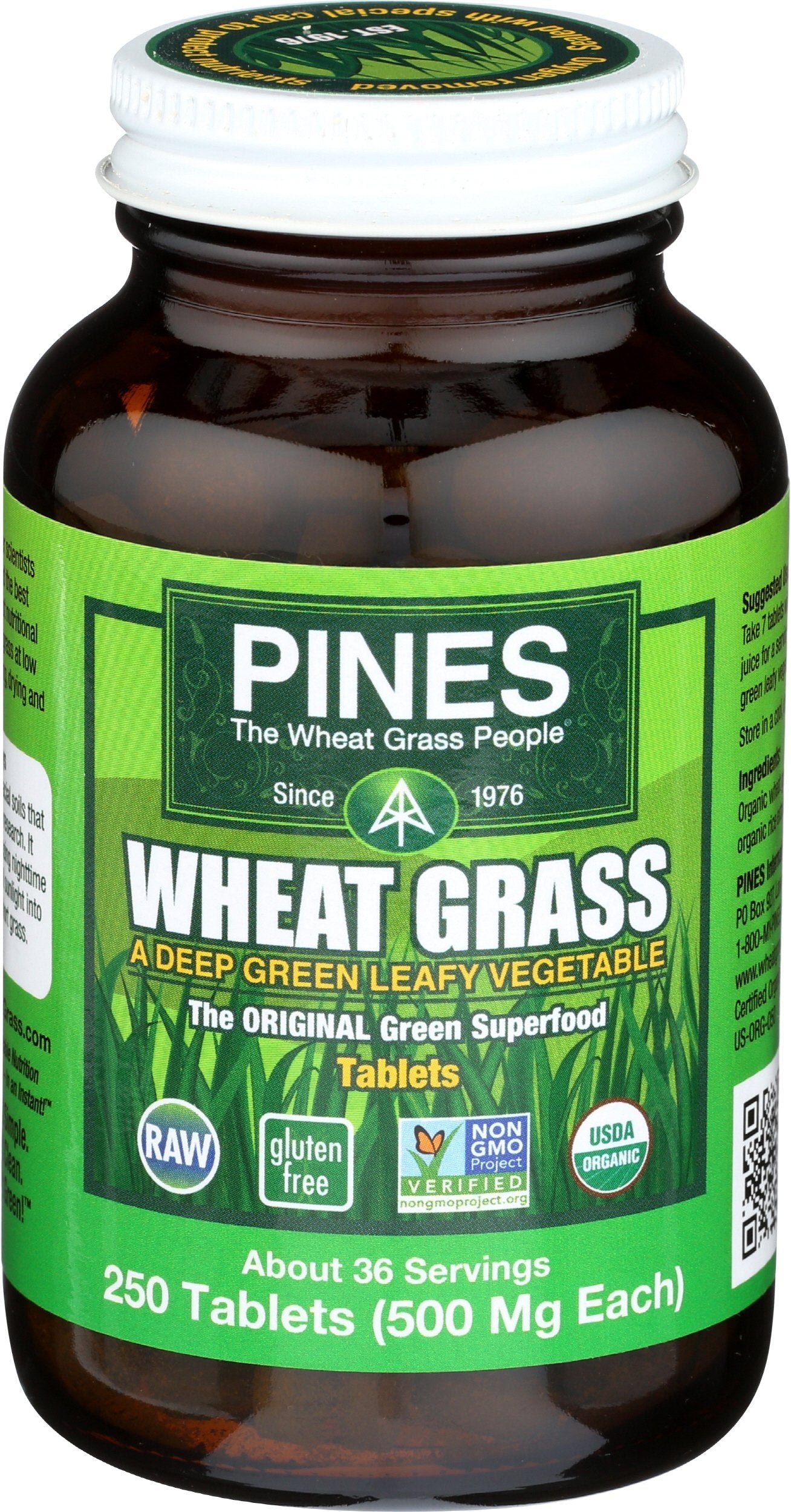 PINES Organic Wheat Grass, 250 Count Tablets | PINES Wheat Grass as featured in the new blockbuster film, Ocean's 8! Pines uk supplements