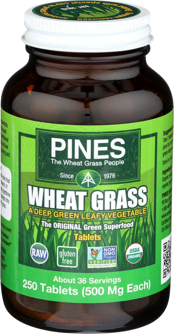 PINES Organic Wheat Grass, 250 Count Tablets | PINES Wheat Grass as featured in the new blockbuster film, Ocean's 8! Pines uk supplements