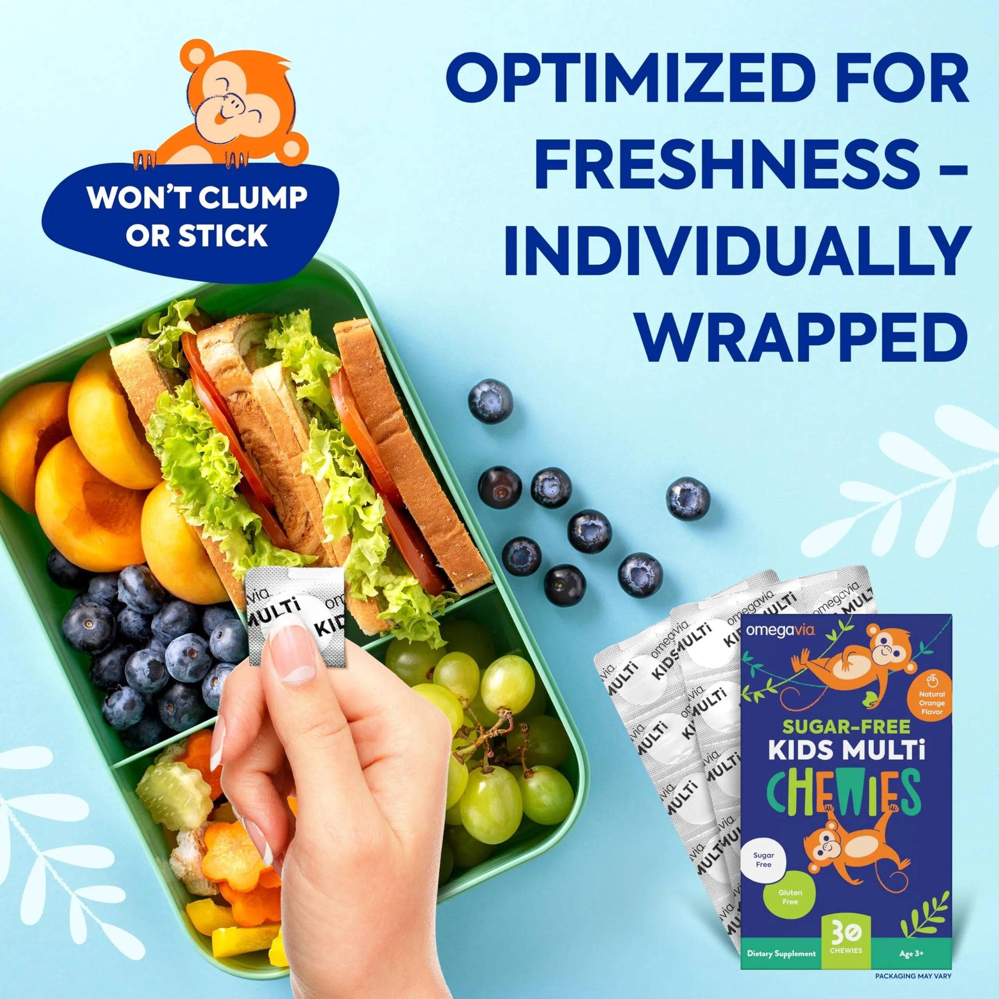 OmegaVia Sugar Free Kids Multivitamin Chewies - Daily Chewable Gummy Vitamins for Kids 3+ OmegaVia uk supplements