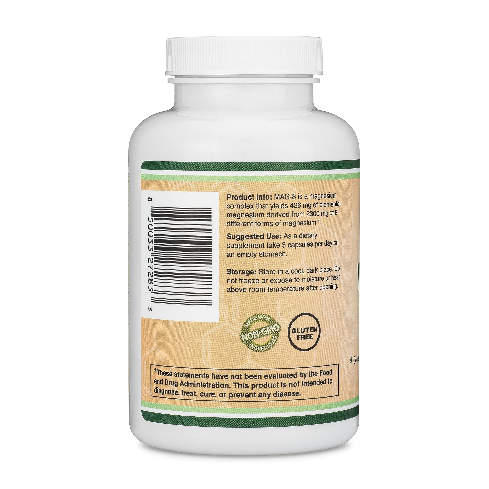 Magnesium Complex Supplement 180 Capsules (426mg Elemental Magnesium Provided by 2,300mg of Eight Different Forms of Magnesium) MAG-8 Provides 100% Daily Recommended Value of Magnesium by Double Wood Double Wood Supplements uk supplements