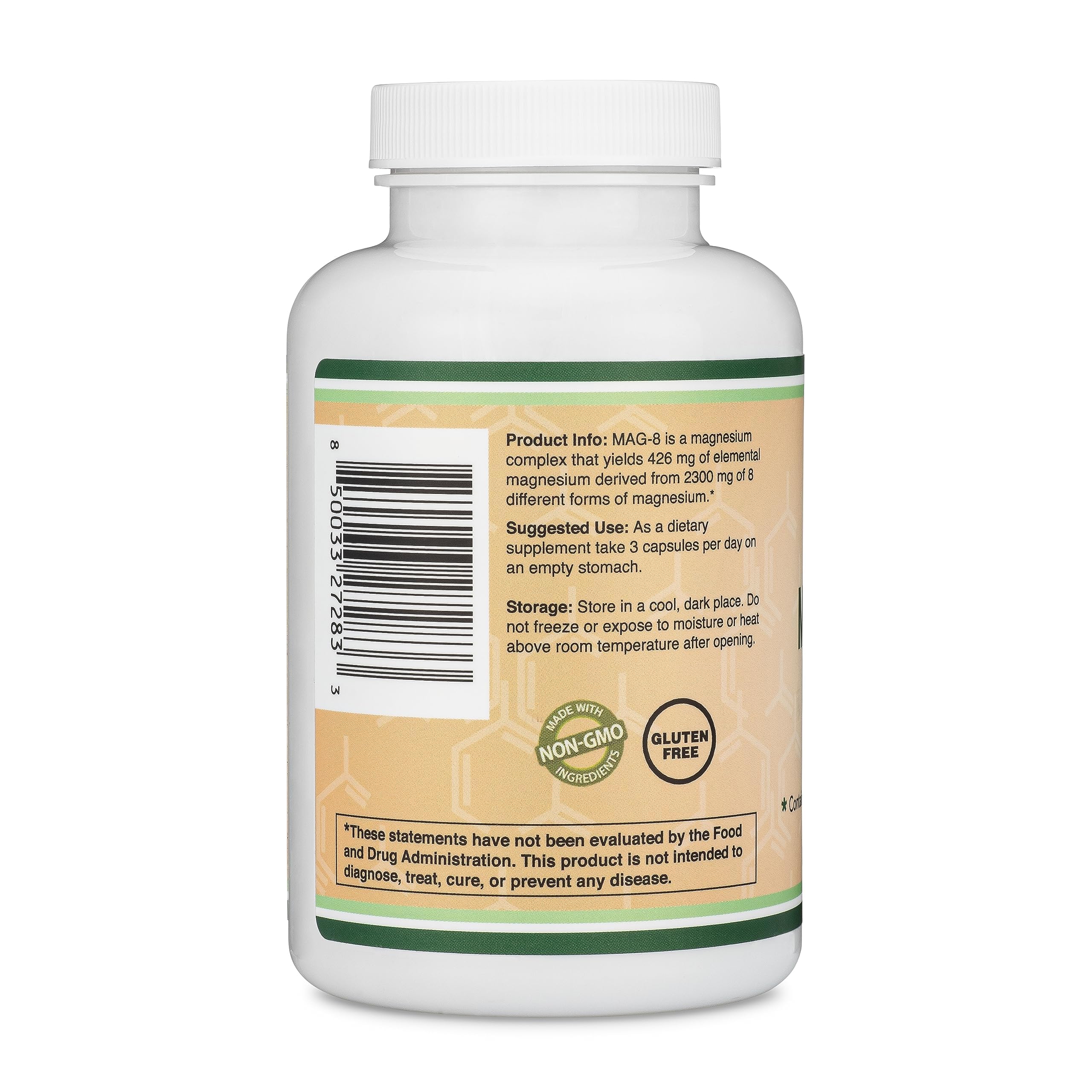 Magnesium Complex Supplement 180 Capsules (426mg Elemental Magnesium Provided by 2,300mg of Eight Different Forms of Magnesium) MAG-8 Provides 100% Daily Recommended Value of Magnesium by Double Wood Double Wood Supplements uk supplements