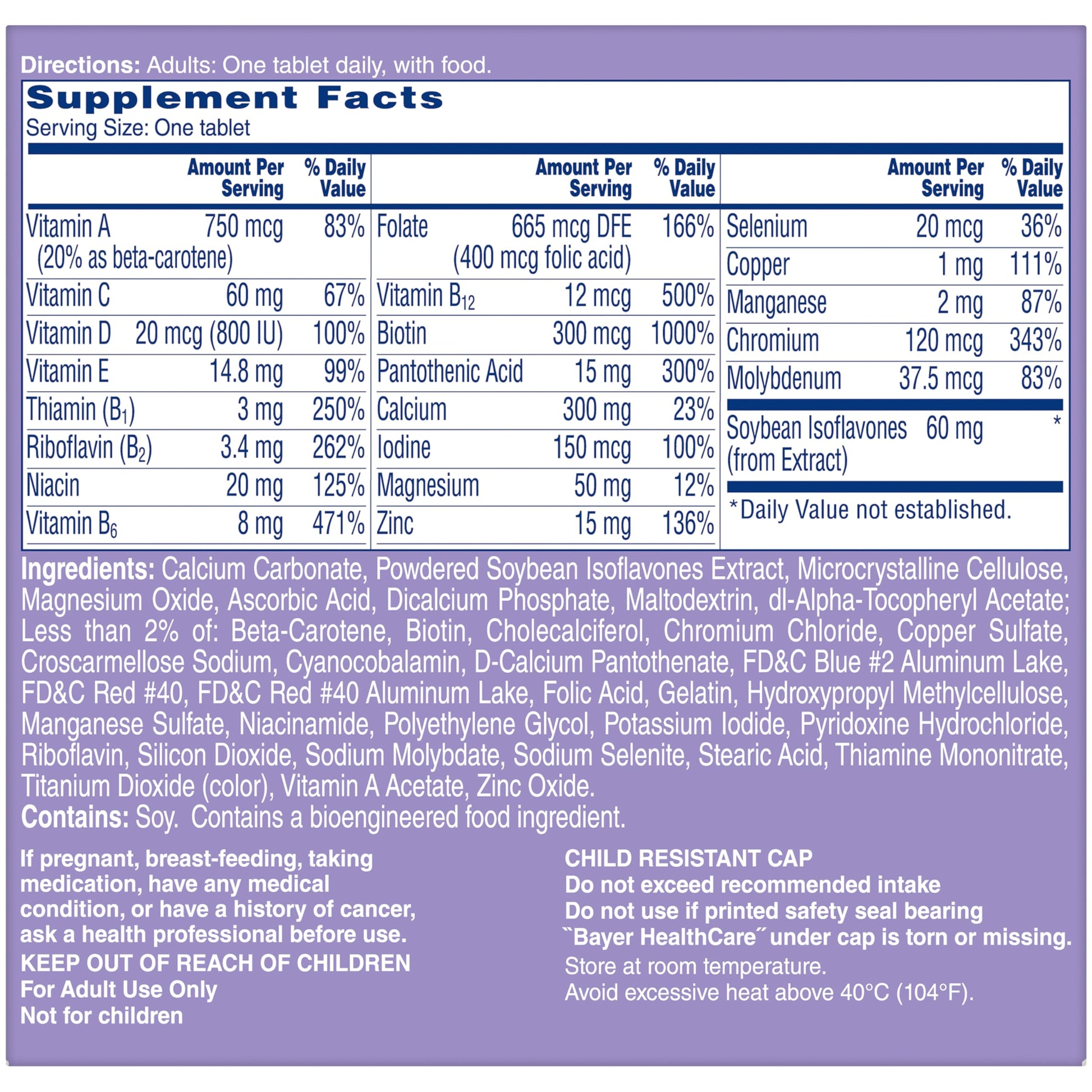 One A Day Women's Menopause Multivitamin with Vitamin A, Vitamin C, Vitamin D, Vitamin E and Zinc for Immune Health Support, Bone health, 50 Count ONE A DAY uk supplements