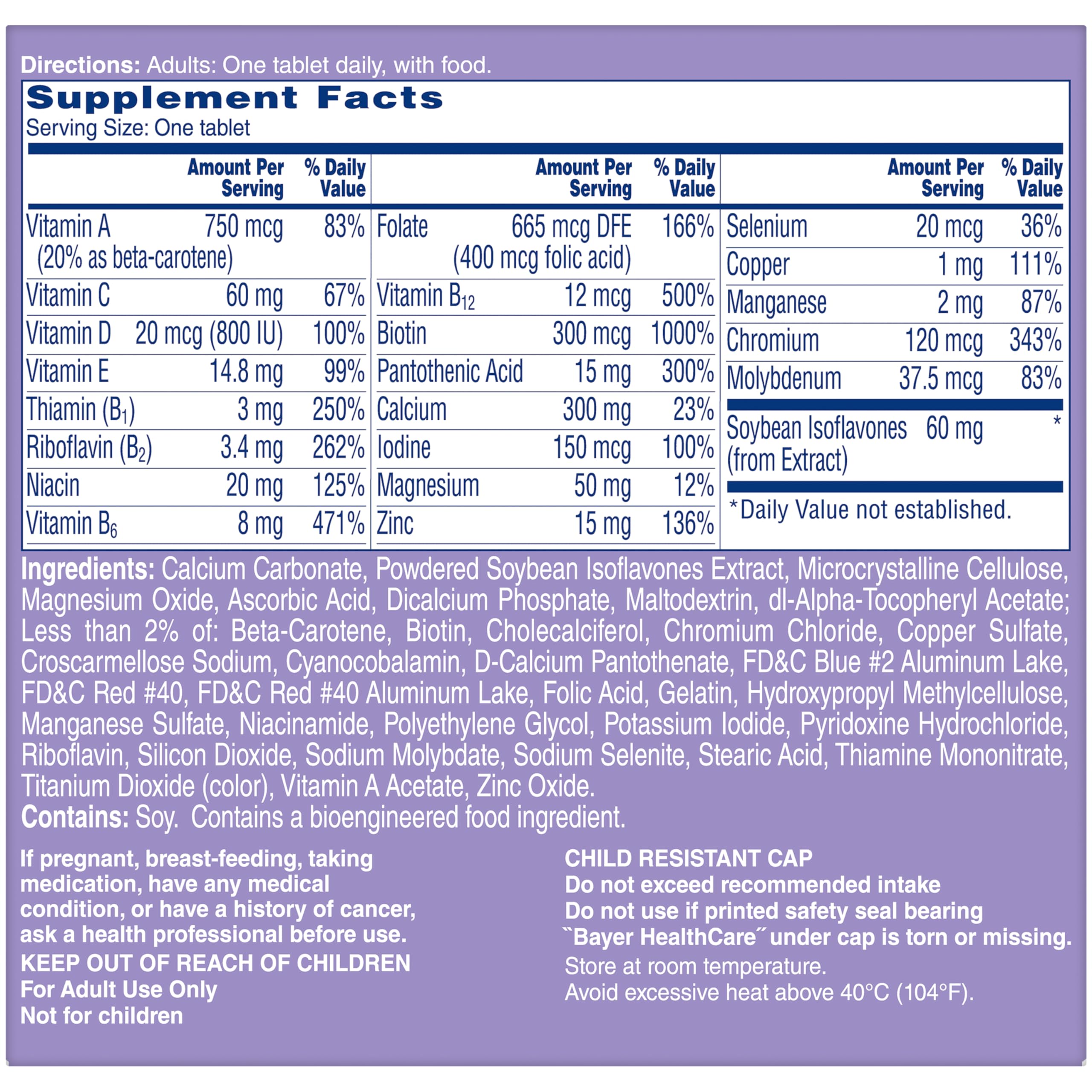 One A Day Women's Menopause Multivitamin with Vitamin A, Vitamin C, Vitamin D, Vitamin E and Zinc for Immune Health Support, Bone health, 50 Count ONE A DAY uk supplements