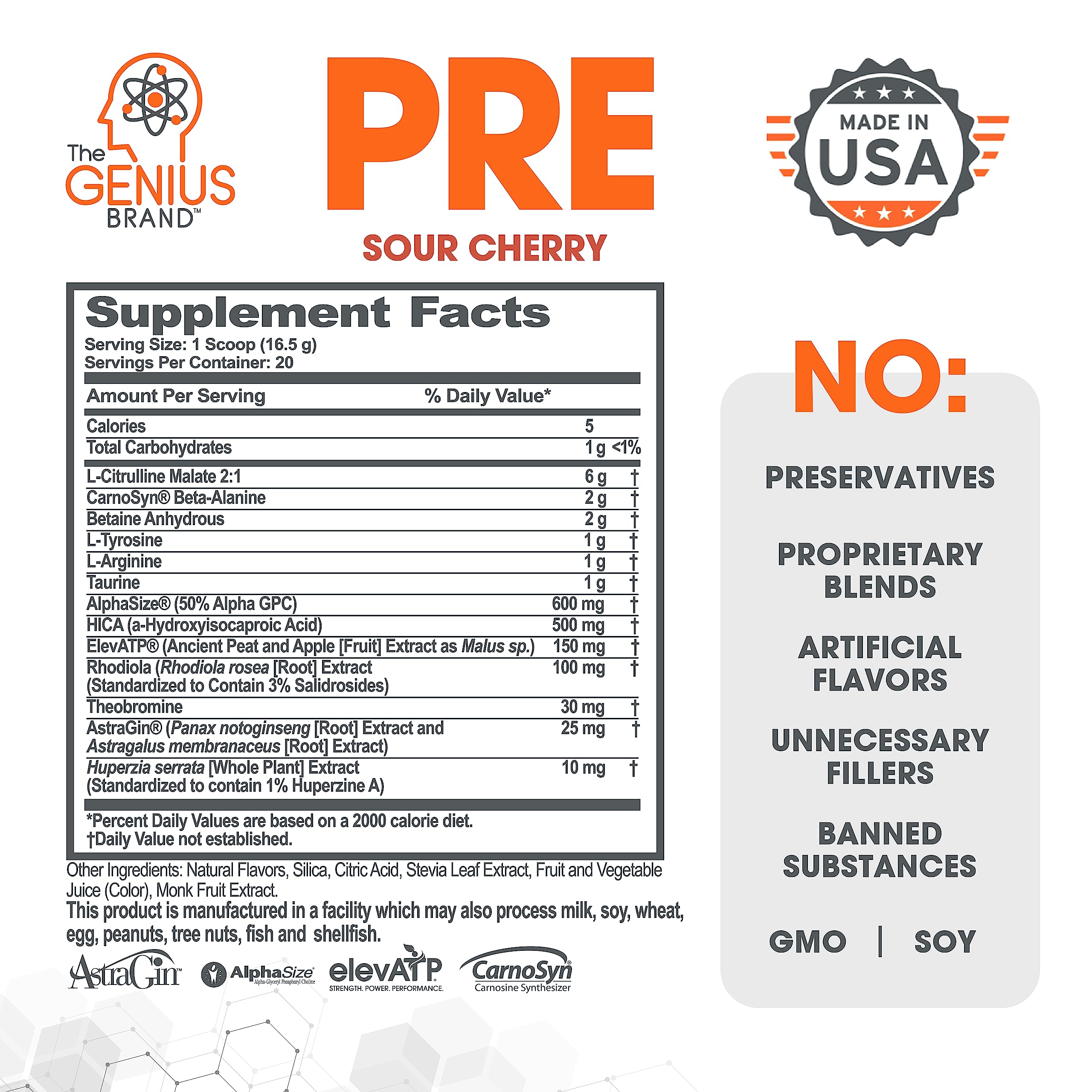 Genius Pre Workout Powder, Sour Cherry, and Genius Micronized Creatine Monohydrate The Genius Brand uk supplements