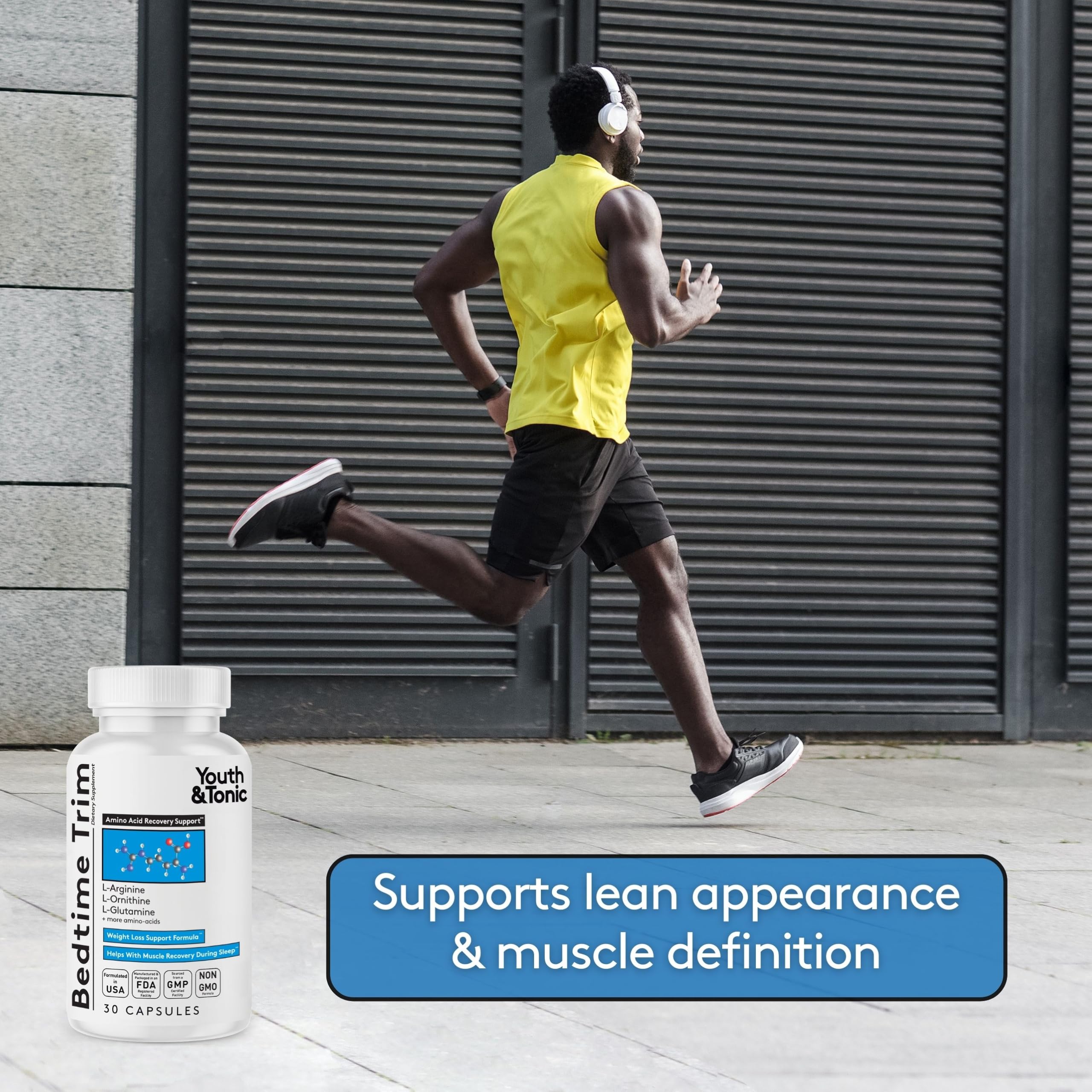 Youth & Tonic PM Bedtime Trim for Lean Appearance & Muscle Definition Support – Nighttime Amino Acids Supplement for Overnight Recovery, Men & Women, 30 Capsules Youth & Tonic uk supplements