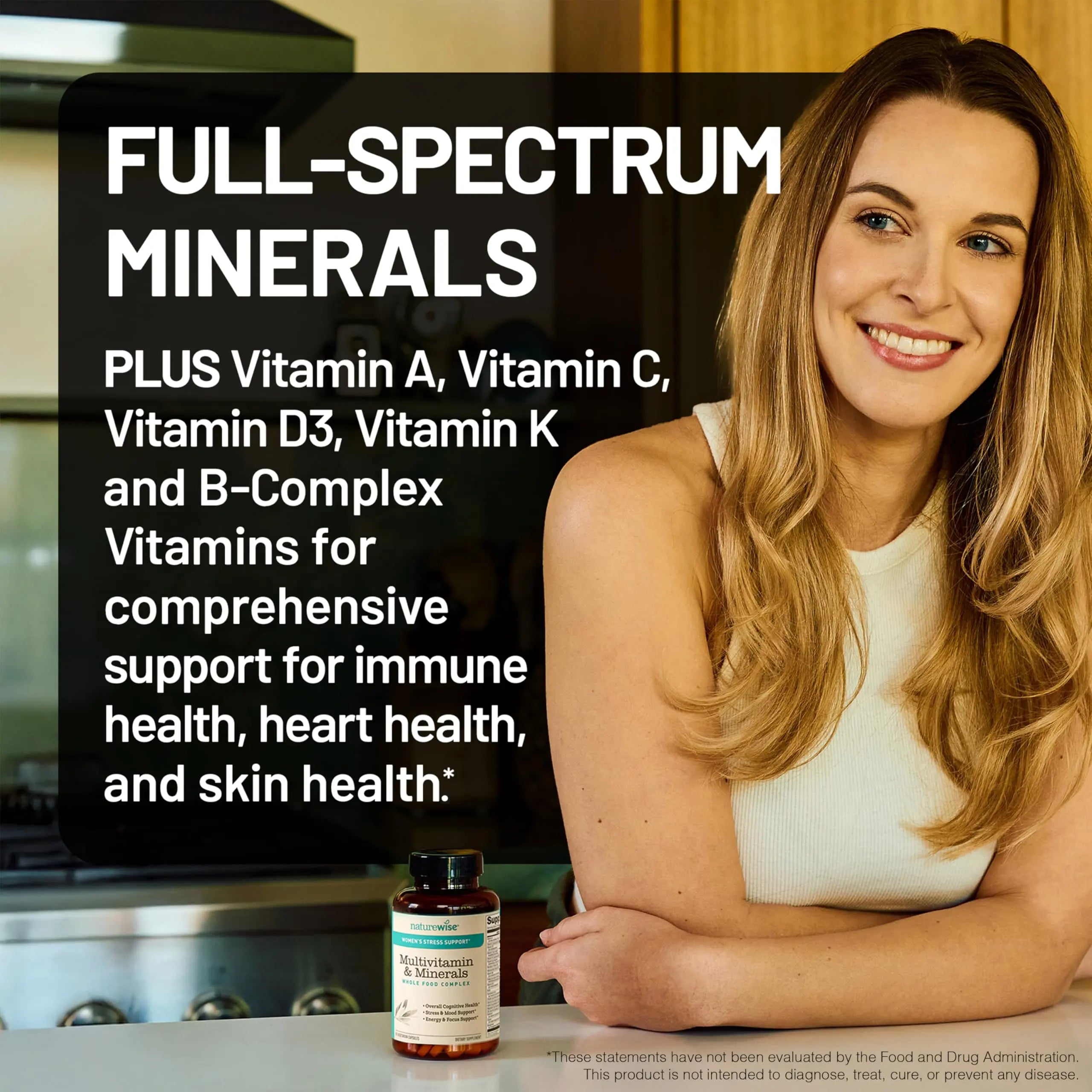 NatureWise [1 Multivitamin for Women Stress Support & Natural Minerals - 60 Capsules[30-Day Supply] + [1] Vitamin D3 5000iu + Organic Olive Oil - 30 Mini Softgels[30-Day Supply] NatureWise uk supplements