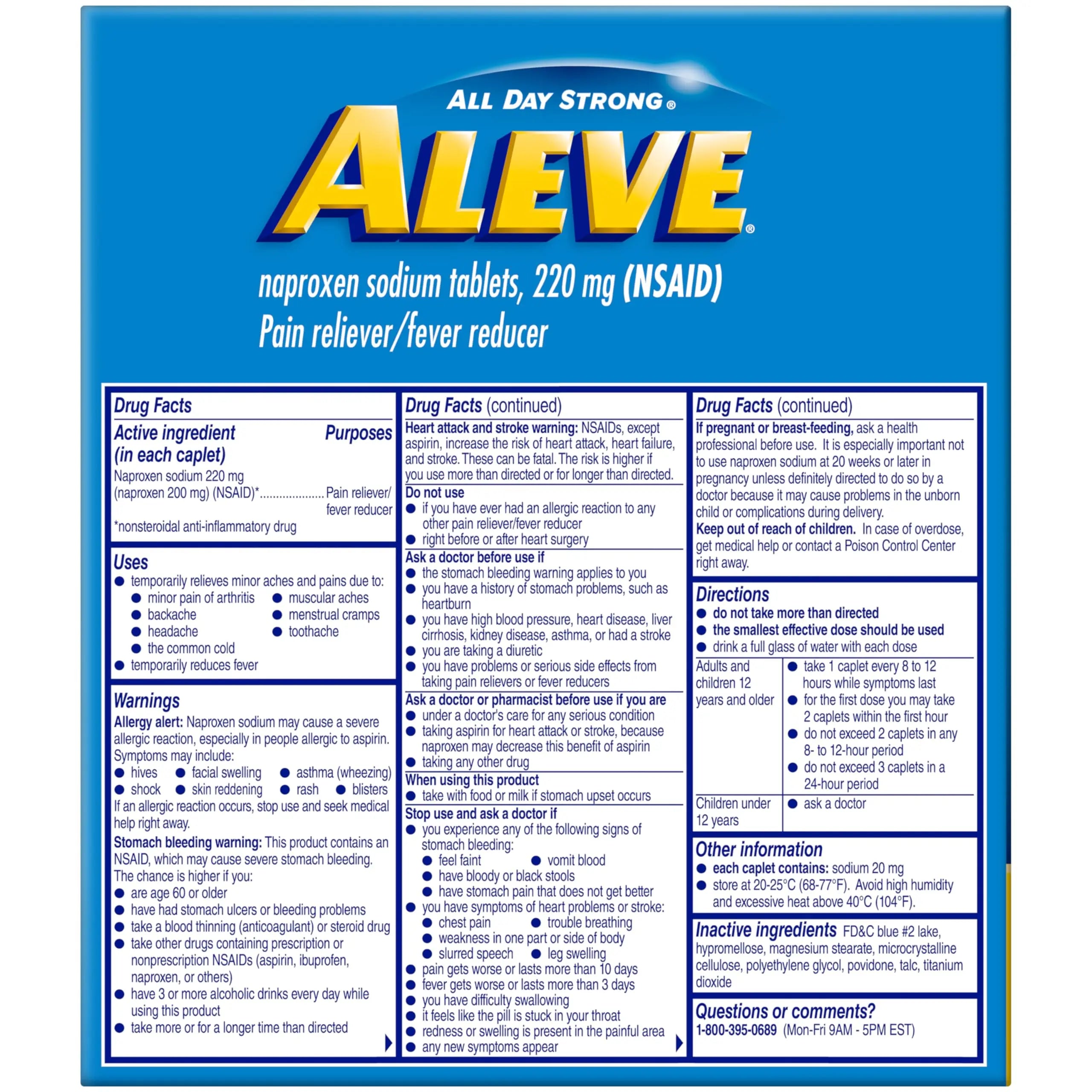 Aleve Pain Reliever & Fever Reducer Naproxen Sodium Caplets, Body and Arthritis Pain Reliever, Medicine for Adults and Children Ages 12 and Up, 60 Individual Pouches Aleve uk supplements