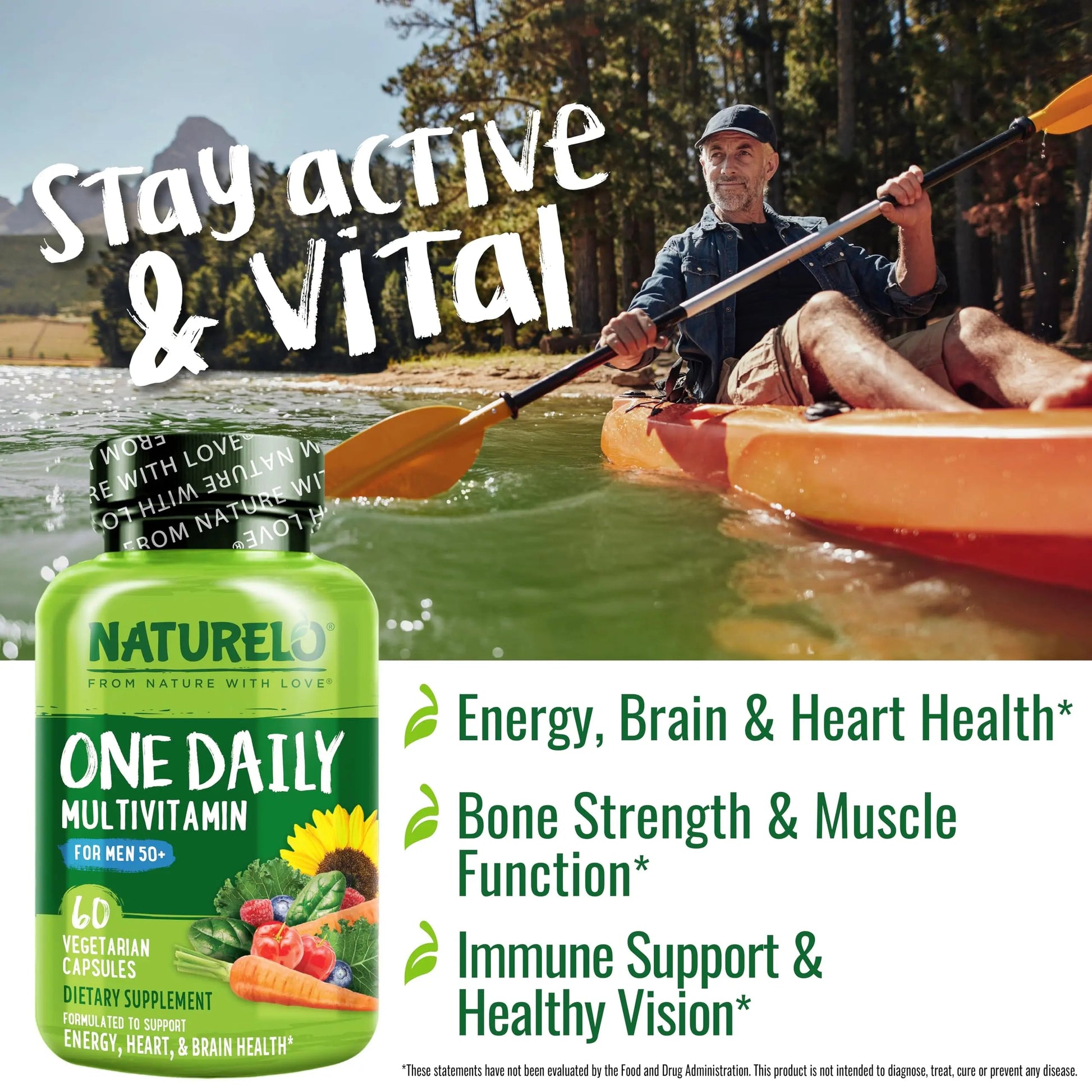 NATURELO One Daily Multivitamin for Men 50+, 60 Capsules and One Daily Multivitamin for Women 50+ (Iron Free), 60 Capsules Bundle - 2 Month Supply NATURELO uk supplements