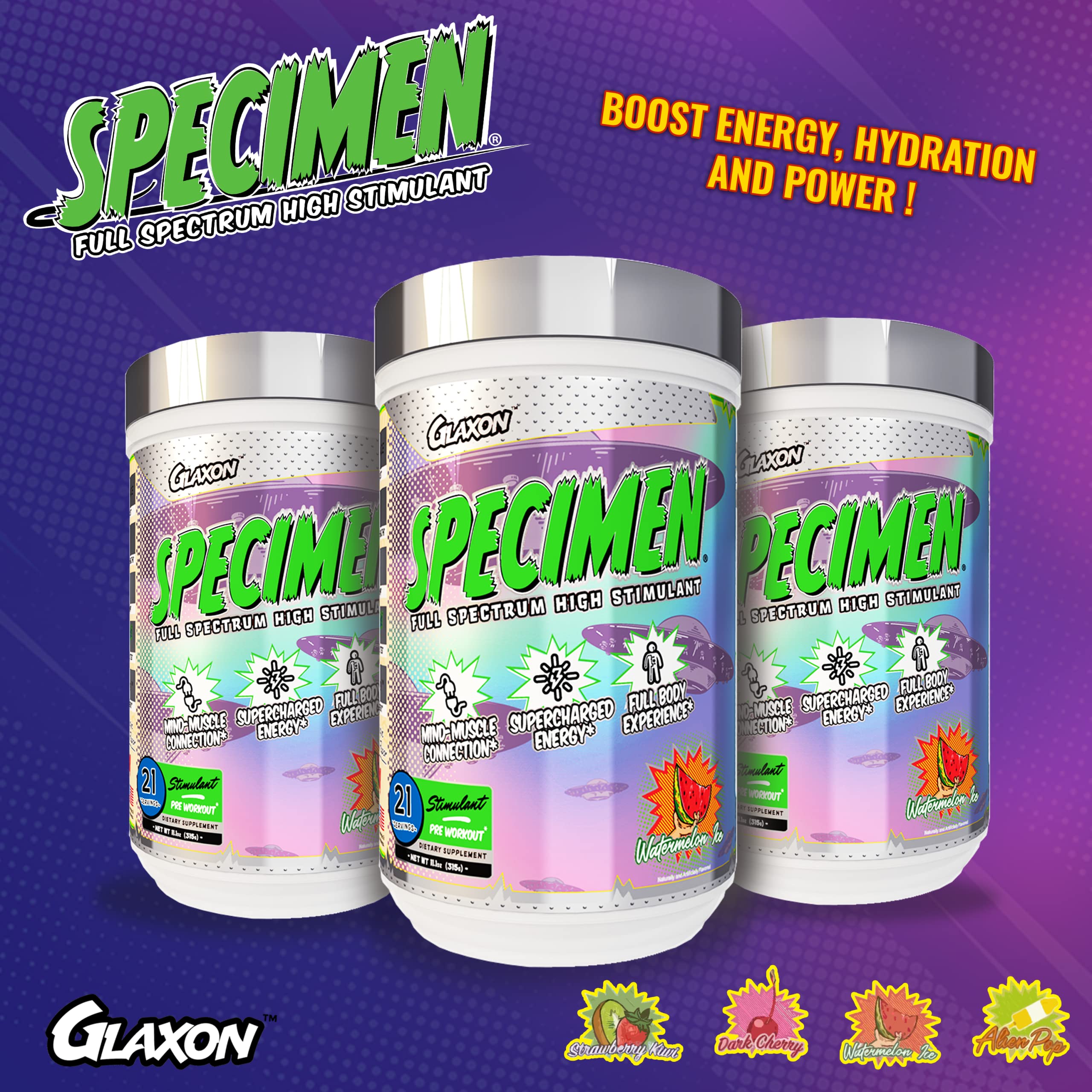 Glaxon Specimen High Stimulant Pre Workout Powder, Preworkout with 300mg Caffeine Glaxon uk supplements