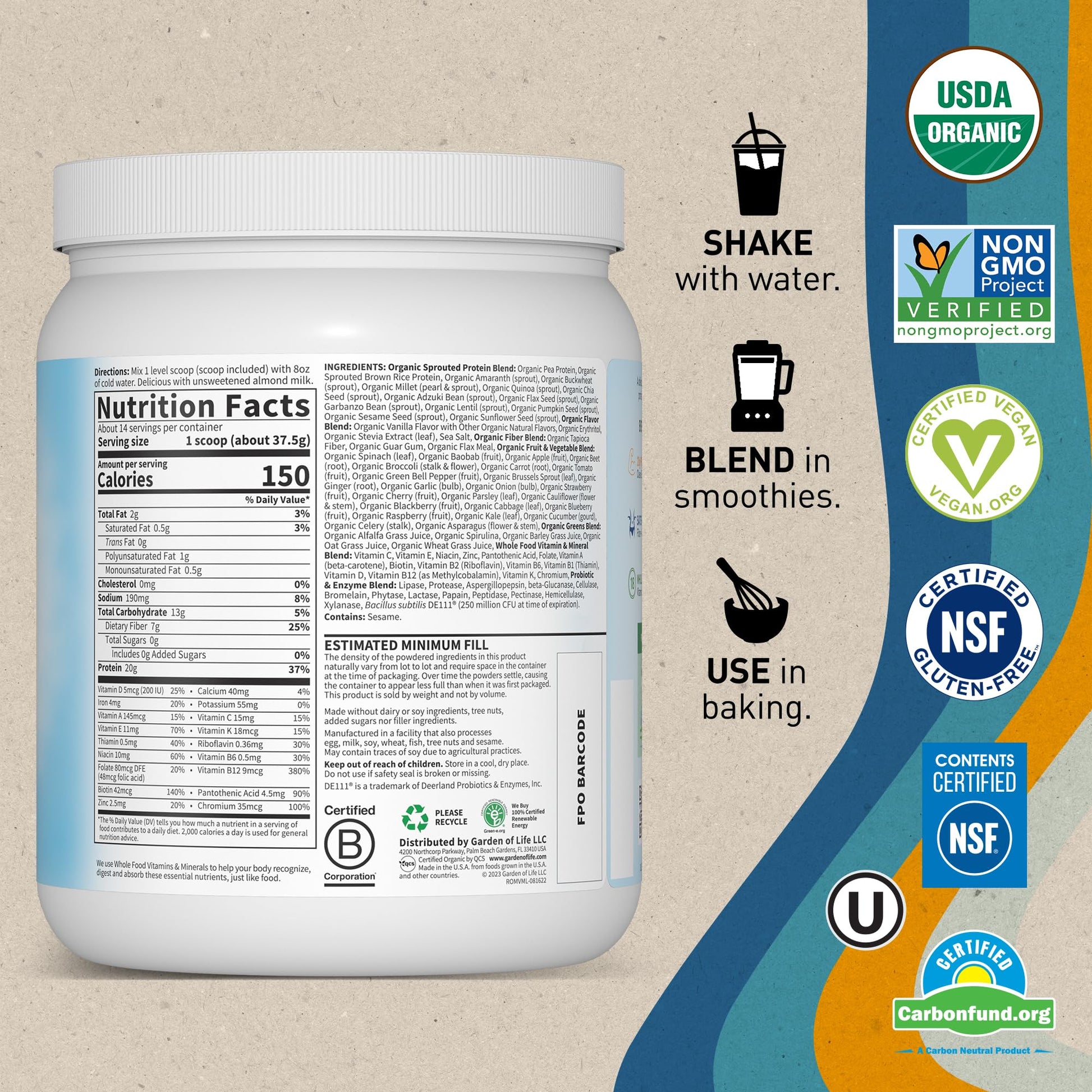 Garden of Life Vegan Protein Powder - Raw Organic Meal Replacement Garden of Life uk supplements