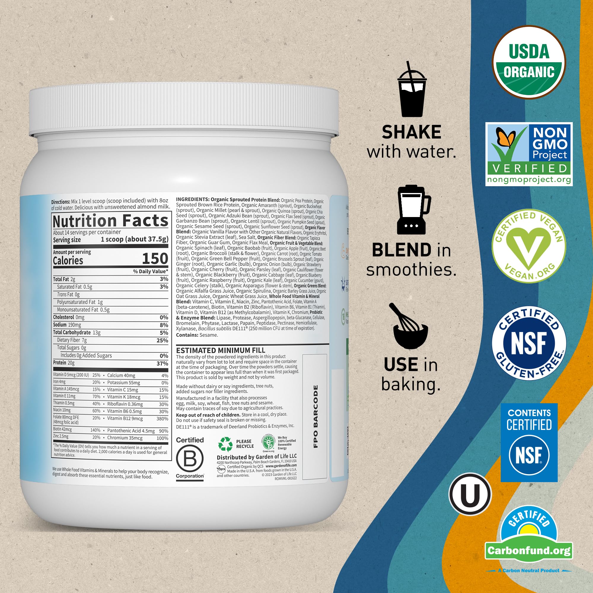 Garden of Life Vegan Protein Powder - Raw Organic Meal Replacement Garden of Life uk supplements