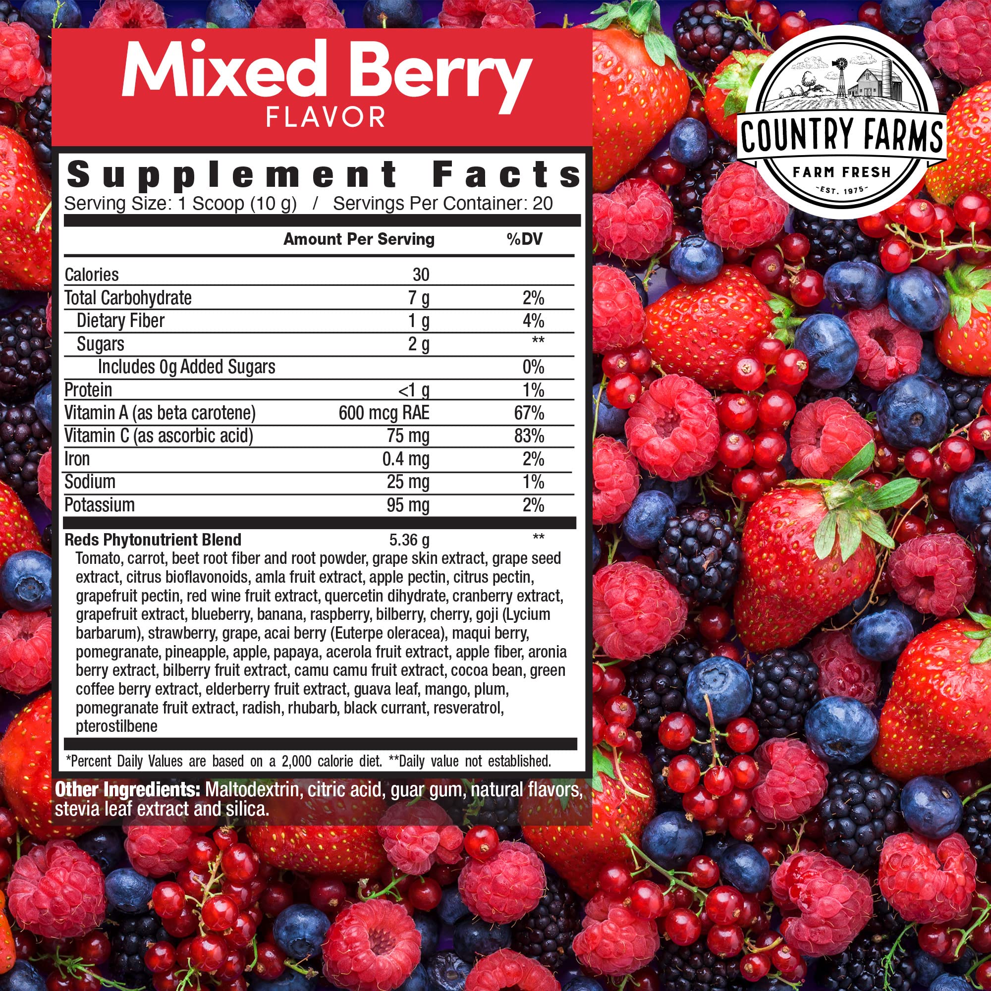 COUNTRY FARMS Super Reds, Energizing Polyphenol Superfood, Over 40 Super Fruits COUNTRY FARMS uk supplements