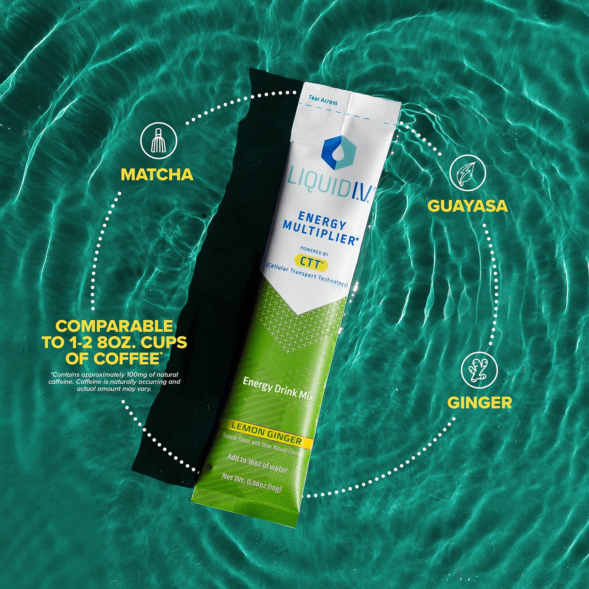 Liquid I.V. Hydration + Energy Multiplier - Lemon Ginger - Hydration Powder Packets Liquid I.V. uk supplements