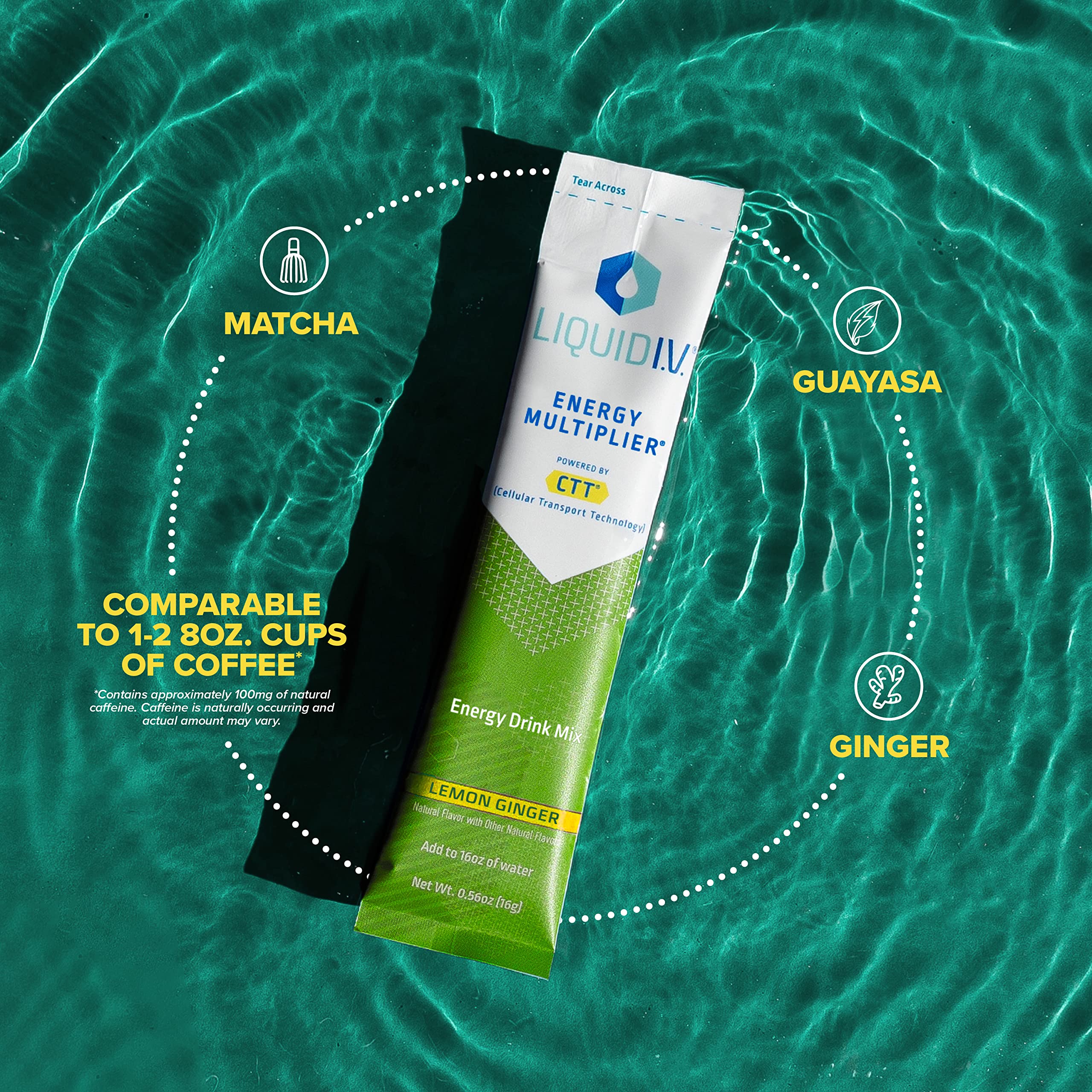 Liquid I.V. Hydration + Energy Multiplier - Lemon Ginger - Hydration Powder Packets Liquid I.V. uk supplements