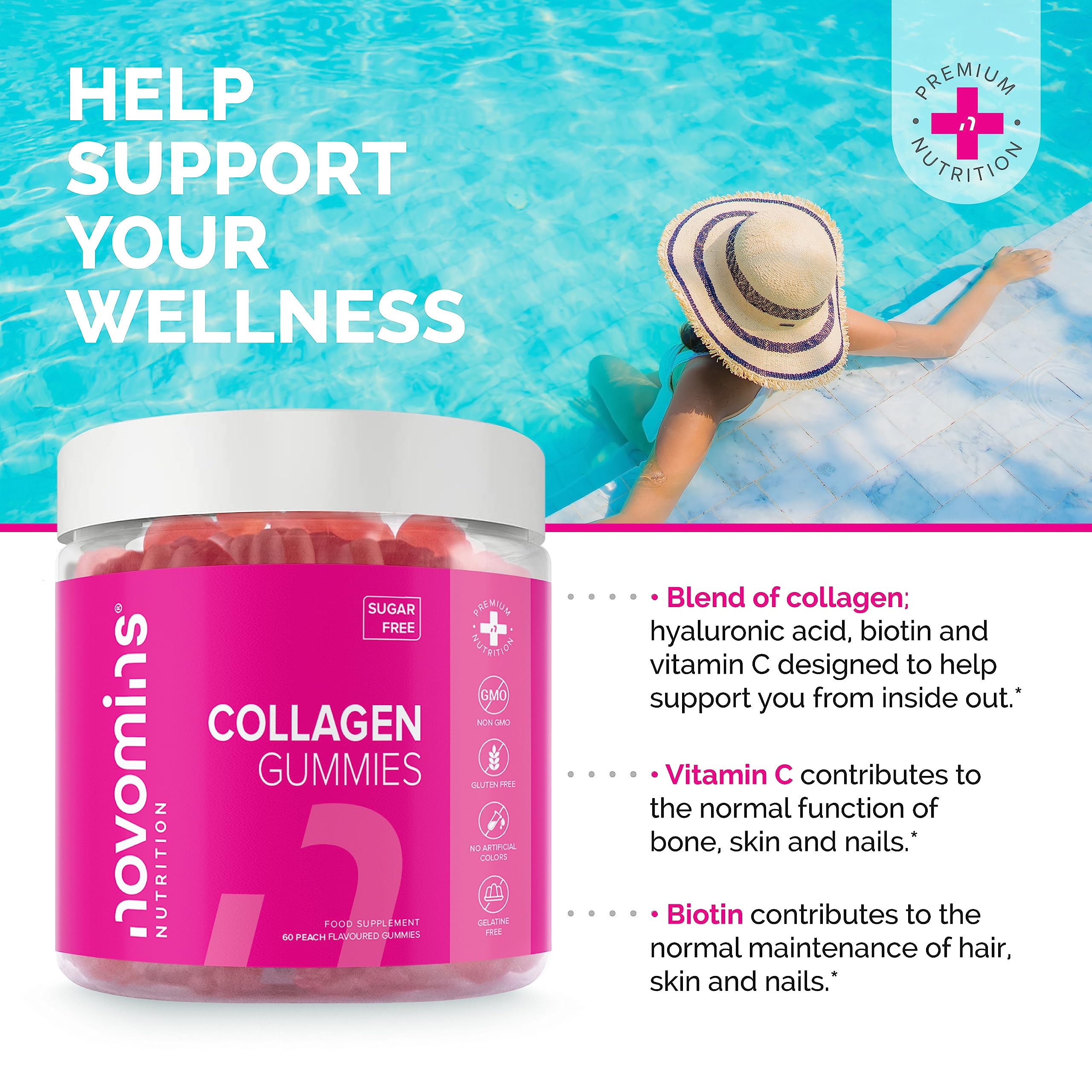 Collagen Gummies - Sugar Free Marine Collagen Gummies - Superior Type 1 Hydrolysed Collagen novomins uk supplements