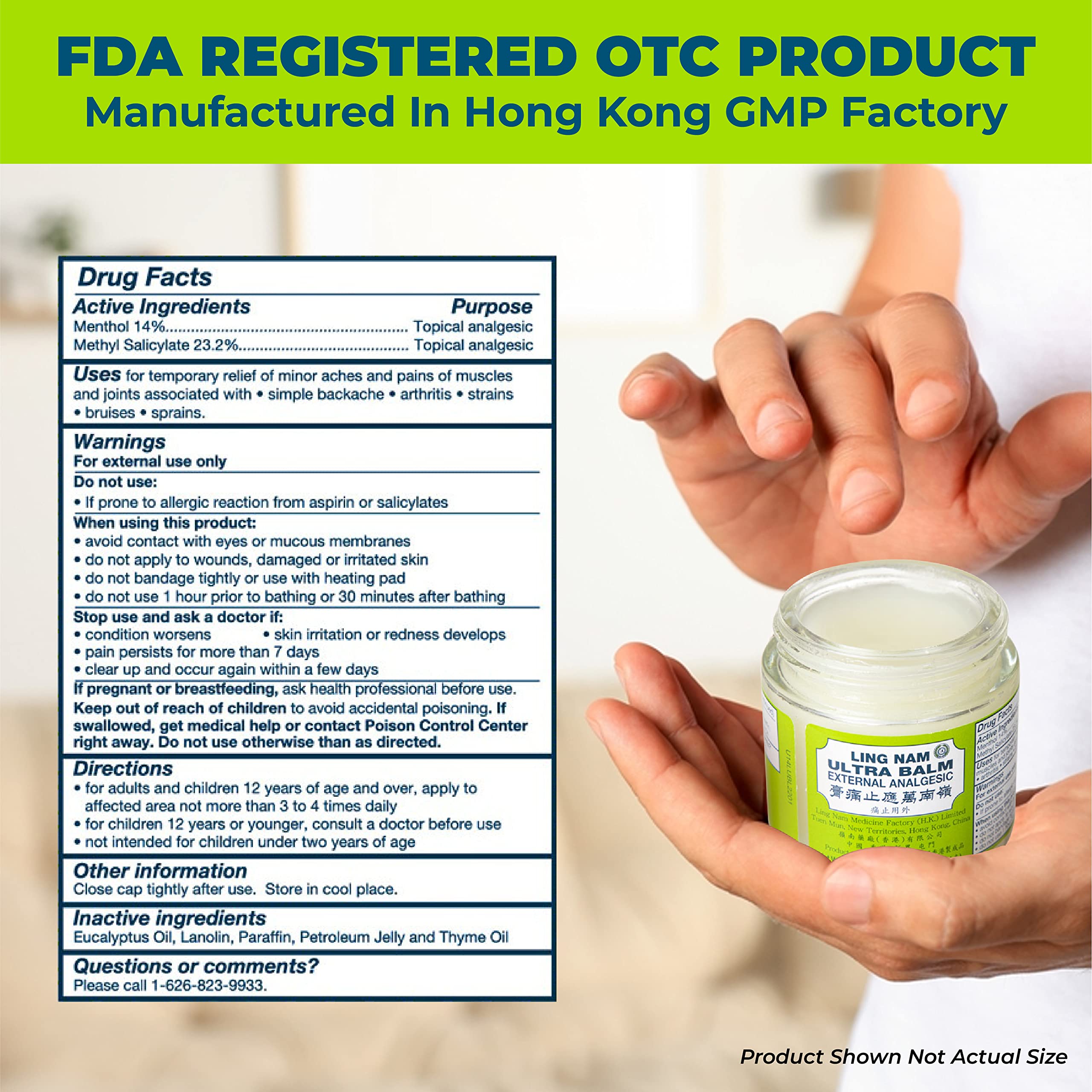 Ling Nam Ultra Balm External Analgesic, for Cooling Pain Relief Simple Backache Arthritis Strains Bruises Sprain, Muscle Pain, Muscle Soreness, 2.3oz (Pack of 3) Ling Nam uk supplements