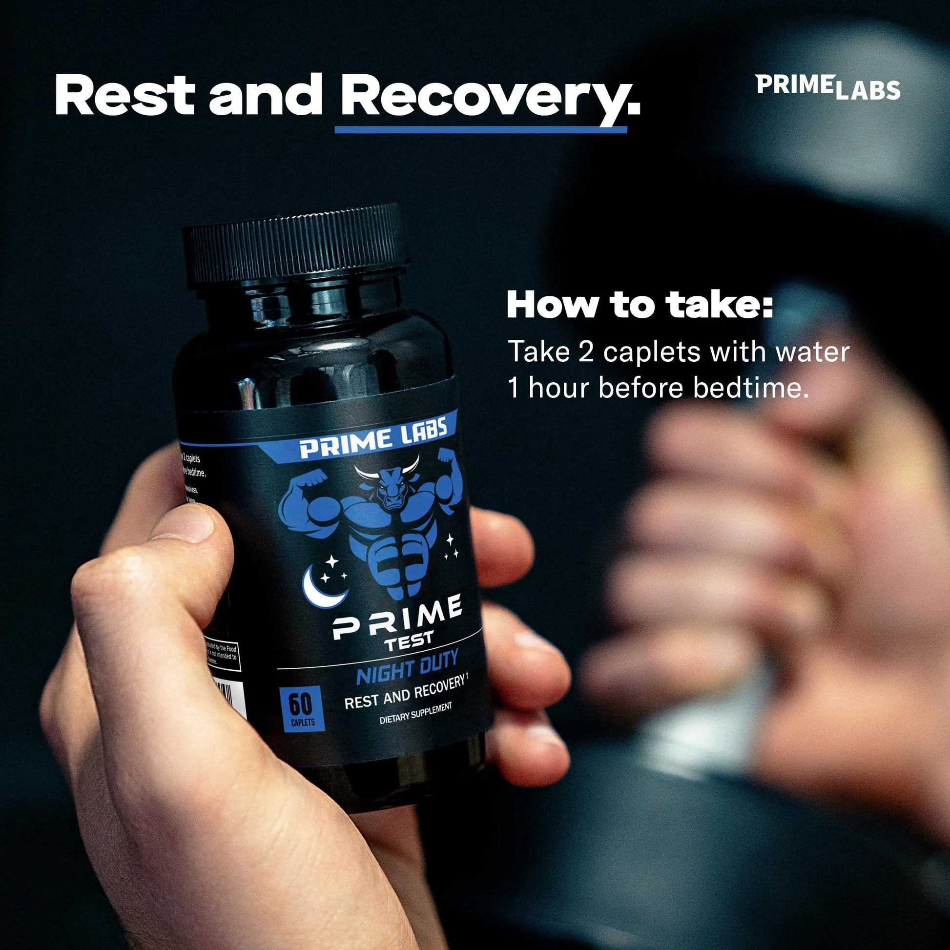 Prime Labs Night Duty - Nighttime Testosterone Booster & Sleep Support - PM Rest & Muscle Recovery Supplements - 60 Count Prime Labs uk supplements
