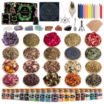 SHYSHINY Witchcraft Supplies Kit for Wiccan Spells, 95 Pack of 7 Chakra Stones, Crystals, Dried Herbs SHYSHINY uk supplements