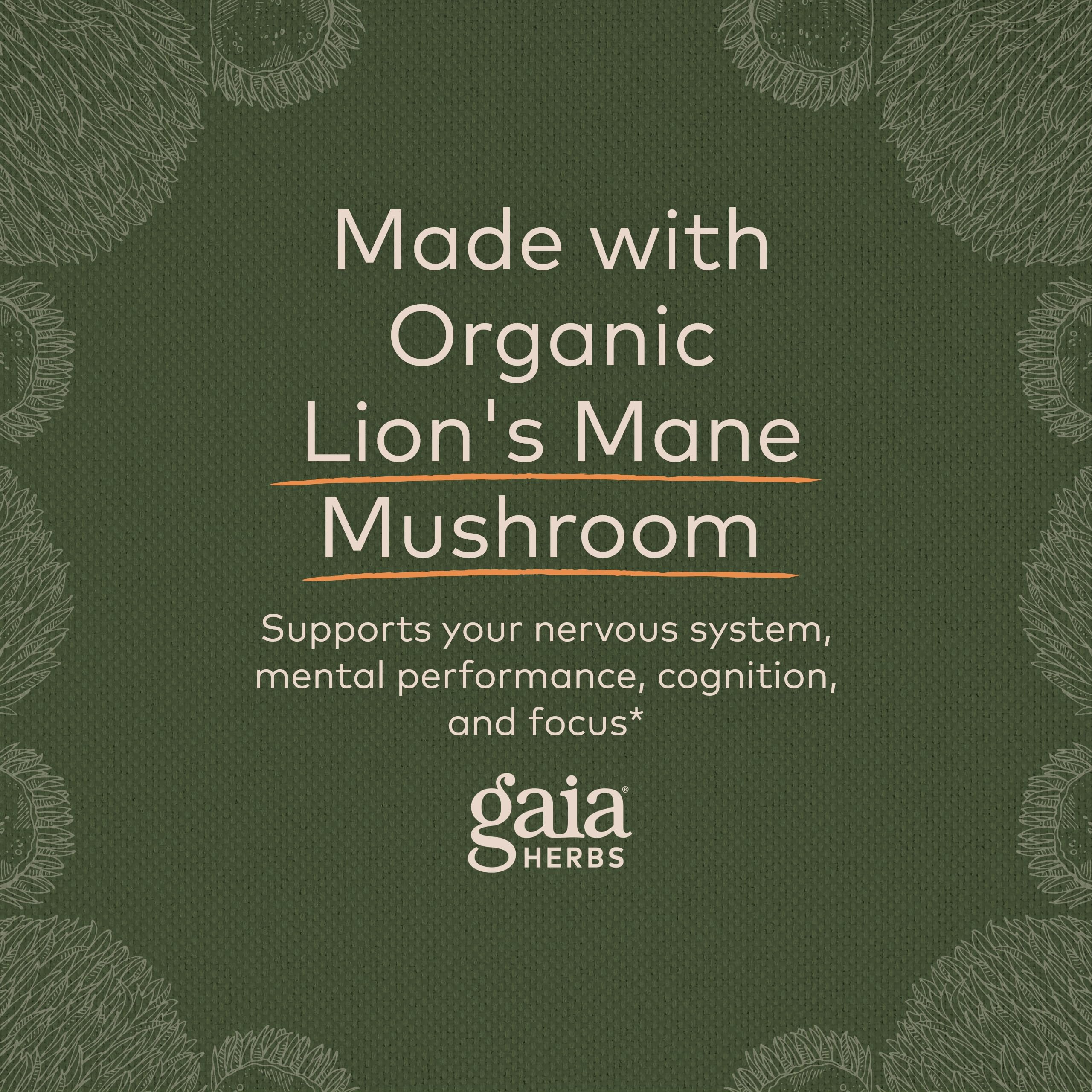 Gaia Herbs Organic Lion’s Mane Mushroom - Brain and Nerve Support Supplement Gaia Herbs uk supplements
