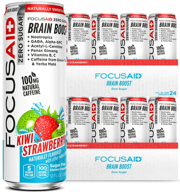 FOCUSAID ZERO SUGAR Nootropics Blend, Alpha-GPC, GABA, 100mg Natural Caffeine from Green Tea, Yerba Mate, Vitamin B-Complex, Keto-Friendly, No Artificial Sweeteners, 12 Fl Oz (Pack of 24) LIFEAID uk supplements