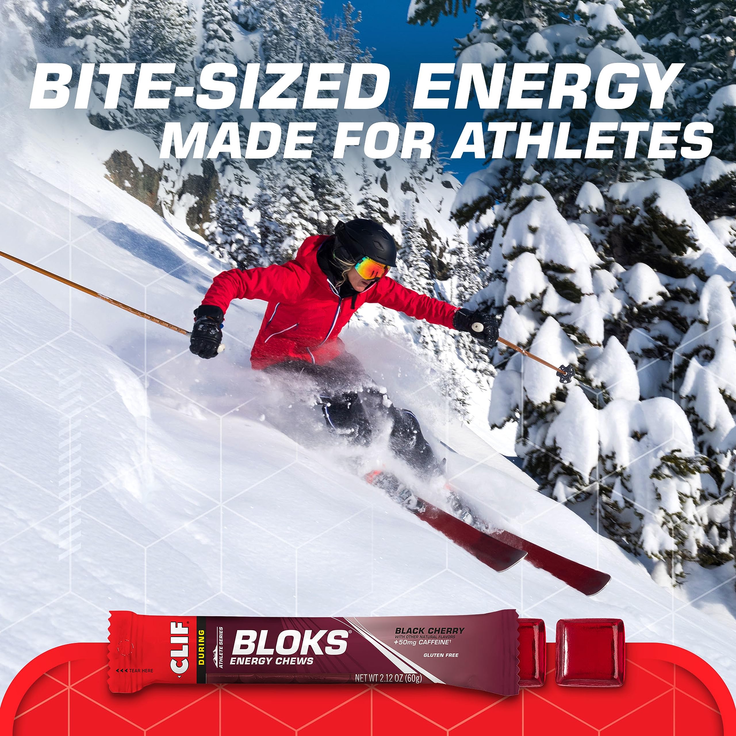 CLIF BLOKS - Black Cherry Flavor with Caffeine - Energy Chews - Non-GMO Clif Bar uk supplements
