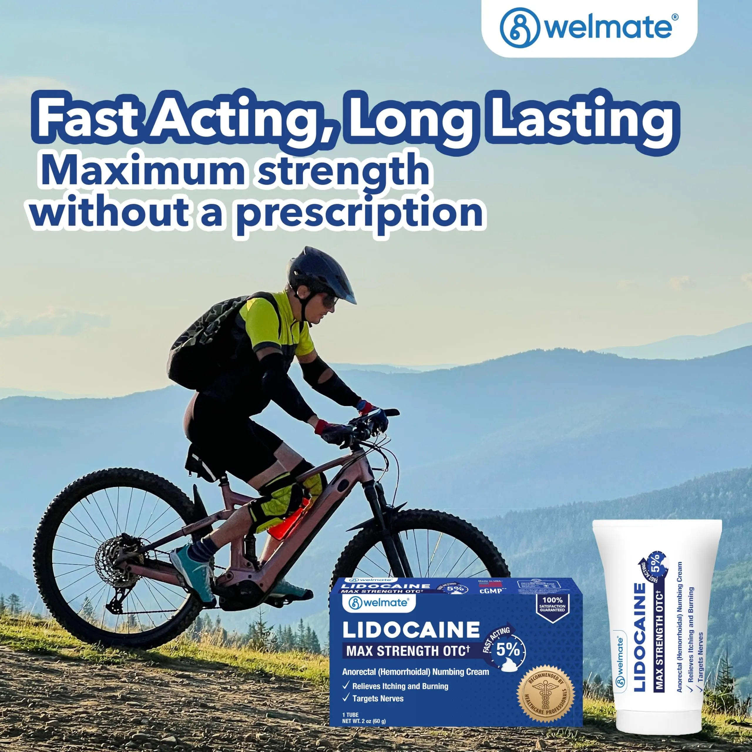 WELMATE 5% Lidocaine Cream for Hemorrhoids – Fast-Acting Lidocaine Numbing Cream & Topical Analgesic Cream for Anorectal Itch Relief, Unscented, Child Resistant Packaging 2 oz (60g) WELMATE uk supplements