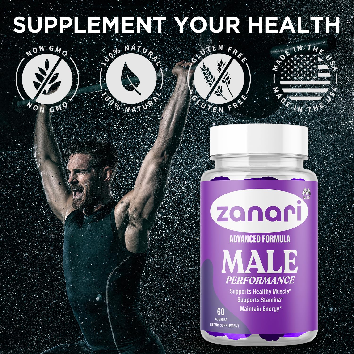 Zanari Gummies, Official Zanari Gummys for Men with All Natural Ingredients, Advanced Formula for Optimal Health & Total Wellness Support with Maximum Strength Active Lifestyle Vitamins (60 Gummies) MJO uk supplements