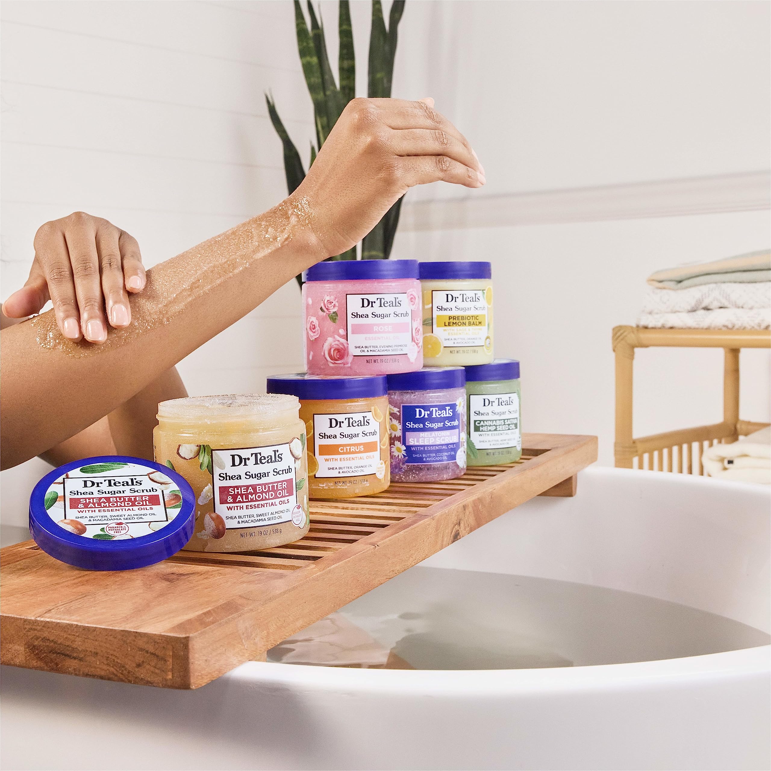 Dr Teal's Shea Sugar Body Scrub, Rose with Essential Oil, 19 oz (Pack of 3) Packaging May Dr Teal's uk supplements