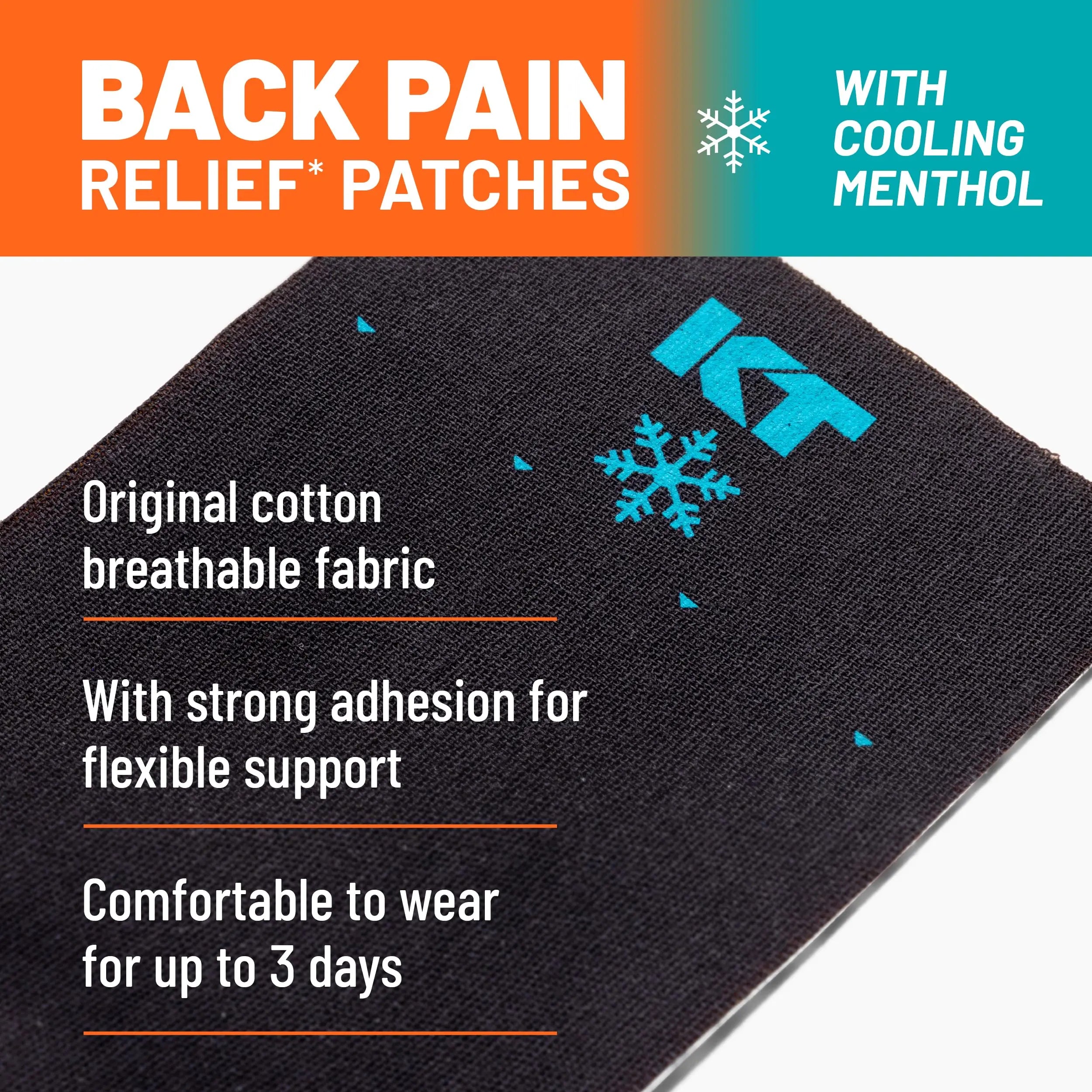 KT Tape, Back Pain Relief Patches, Extra Large 4"x10", Menthol Infused Kinesiology Tape, Cooling Pain Therapy, Everyday Long-Lasting Relief, 4 Count KT Tape uk supplements