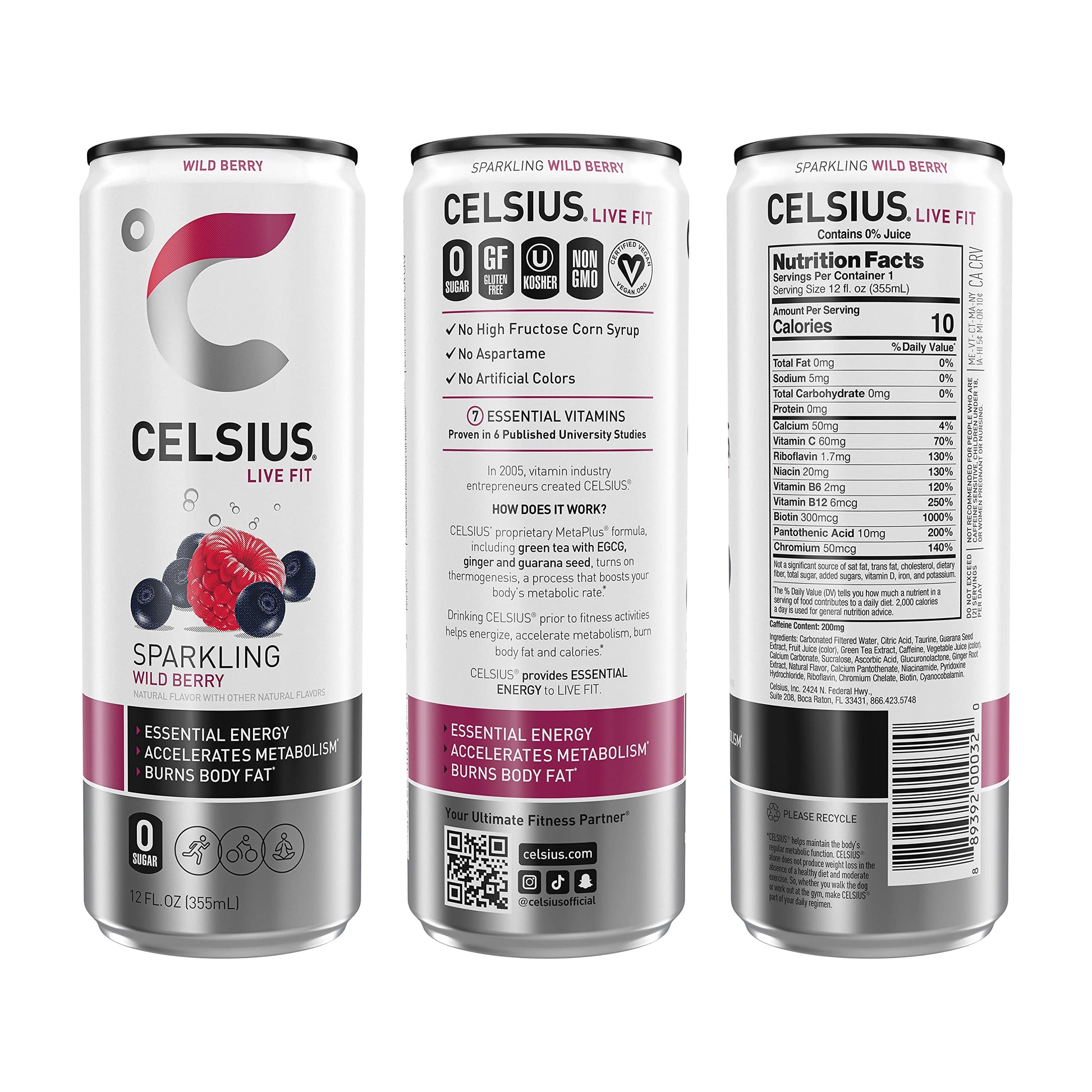 CELSIUS Sparkling Wild Berry, Functional Essential Energy Drink 12 Fl Oz (Pack of 12) CELSIUS uk supplements
