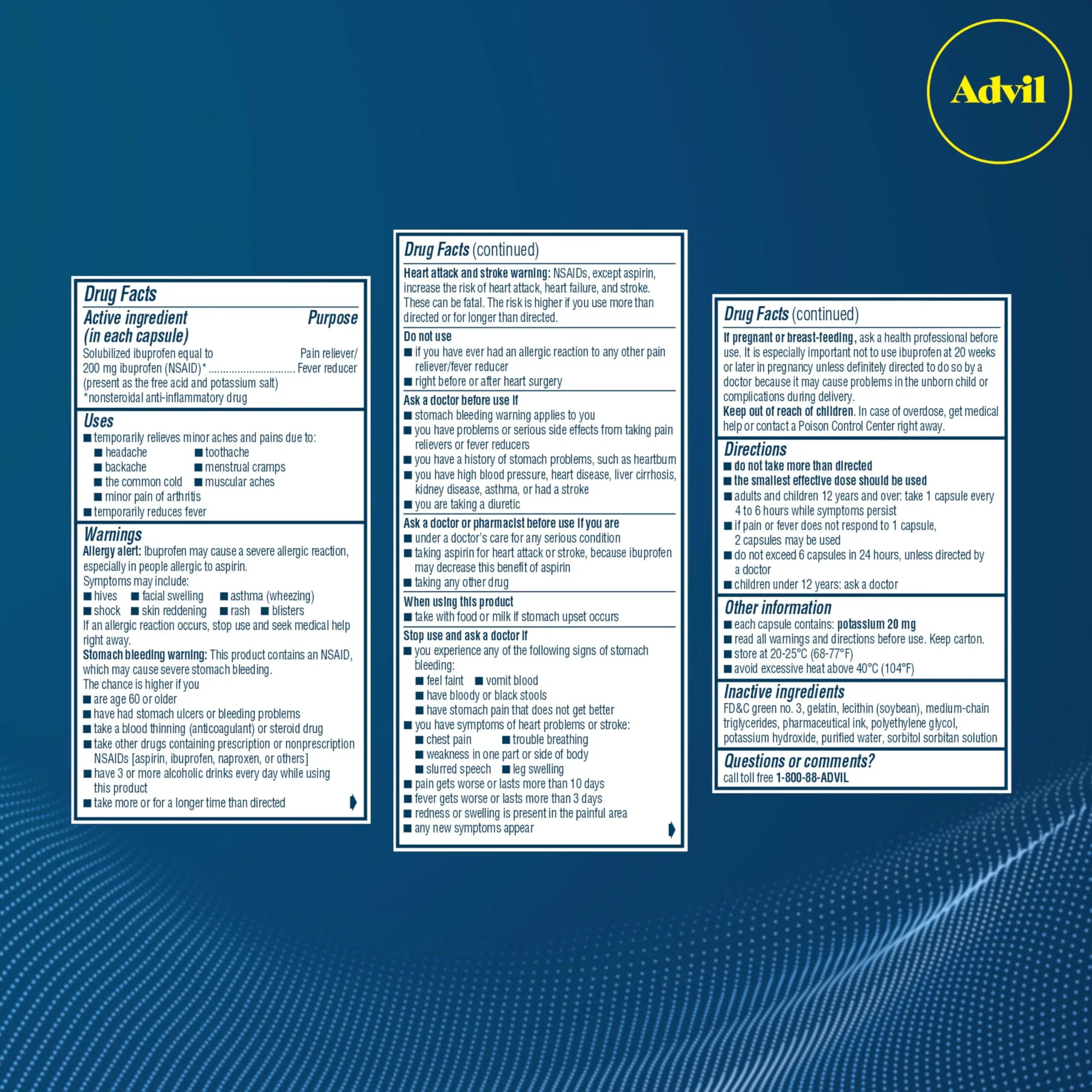Advil Liqui-Gels Pain Reliever and Fever Reducer, Pain Medicine for Adults with Ibuprofen 200mg for Headache, Backache, Menstrual Pain and Joint Pain Relief - 200 Liquid Filled Capsules Advil uk supplements