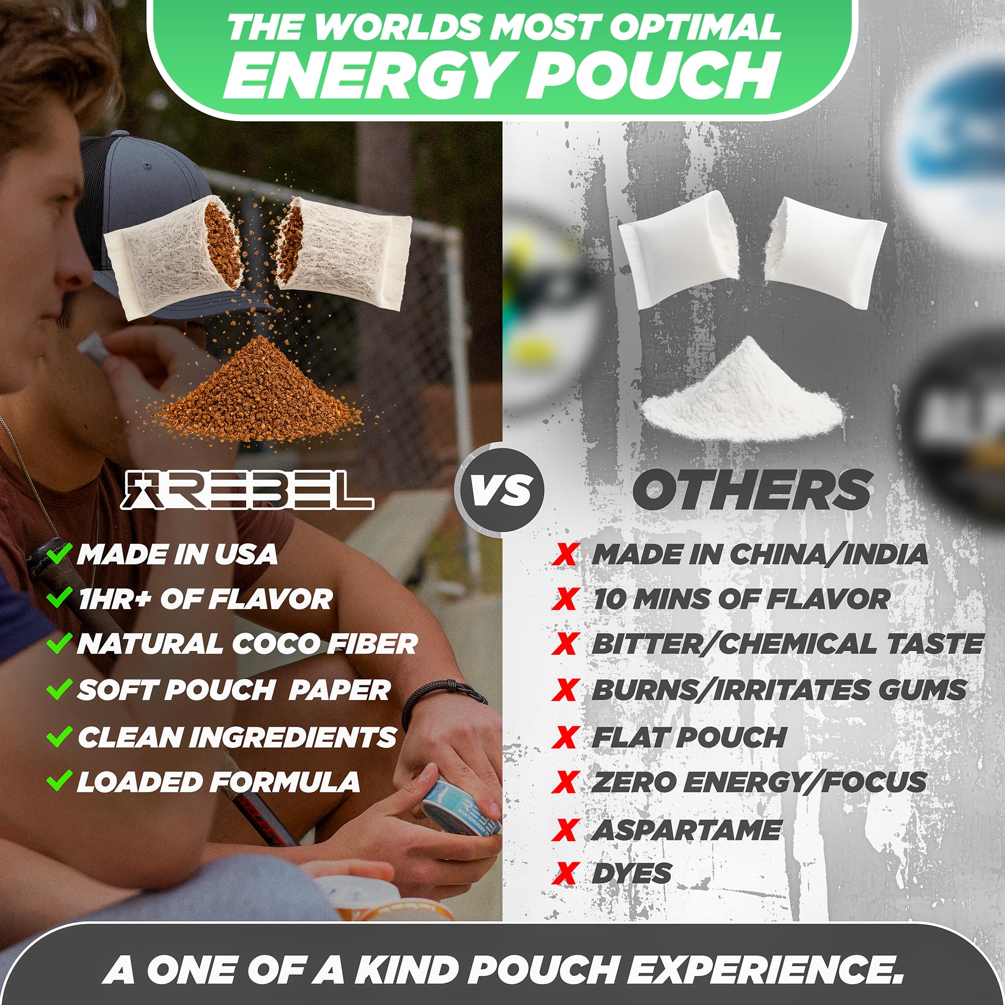 Rebel Nootropic Energy Caffeine Pouches (Cool Mint) • 100mg Caffeine • Alpha GPC • Huperzine A & Essential Vitamins • Sugar-Free • Coconut Fiber Technology • 15 Pouches Per Can (Pack of 4) Rebel Supplements uk supplements