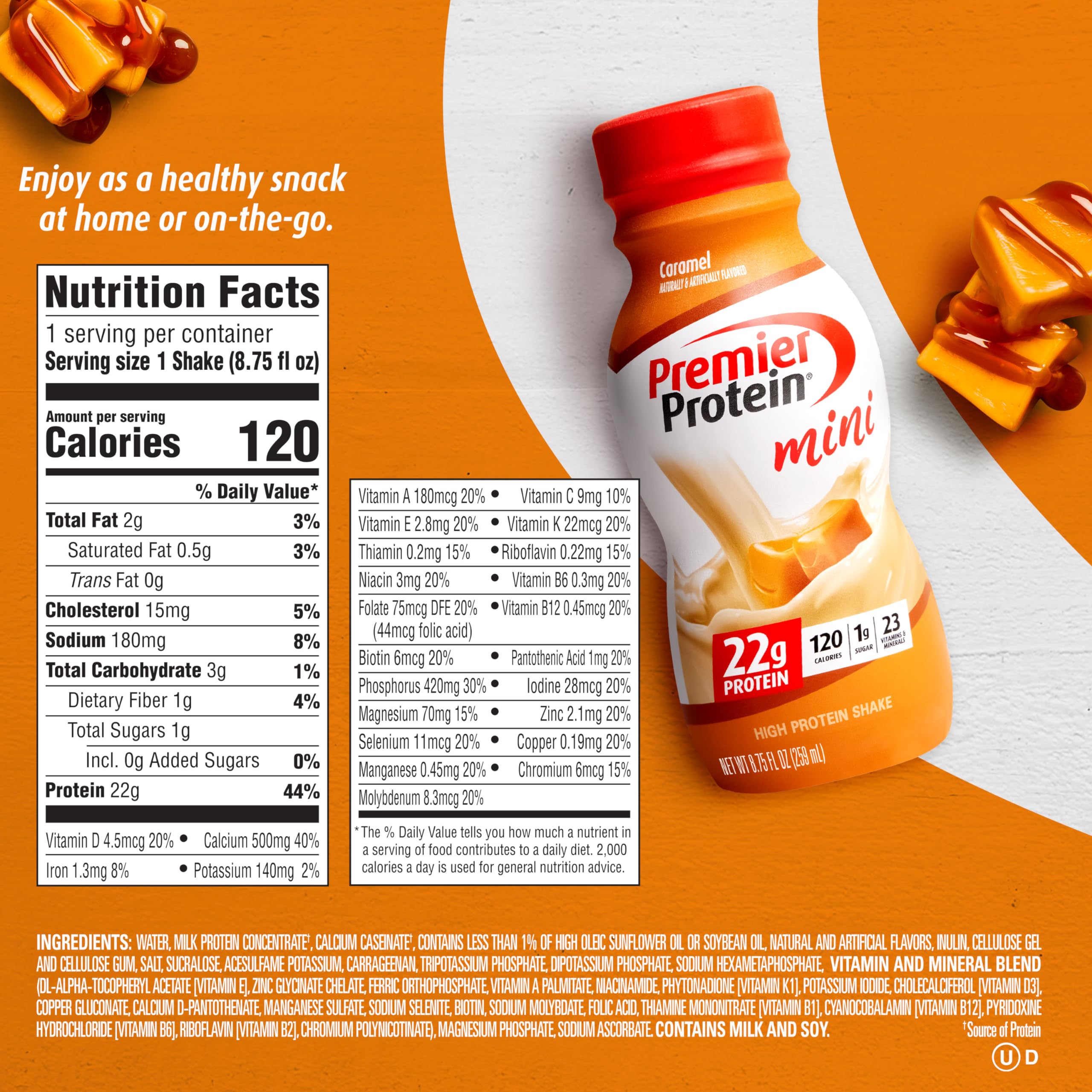 Premier Protein Shake MINIs, Caramel, 22g Protein, 120 Calories, 1g Sugar, 8.75fl oz Premier Protein uk supplements