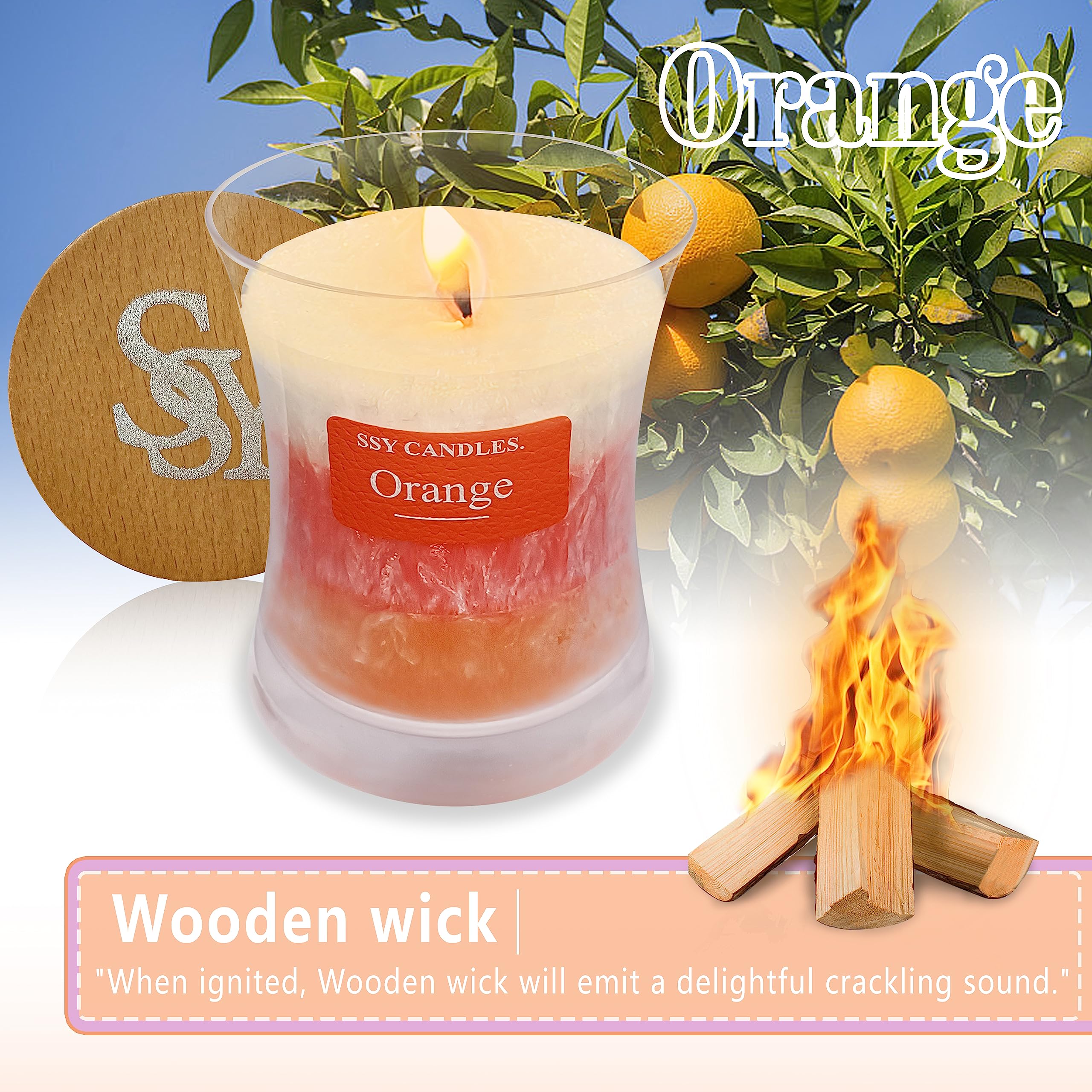 Citrus Jar Aromatherapy Candle Scented Candle Handmade Soy Candles Wood Candles Wick Fragrance SEUCRWAX uk supplements