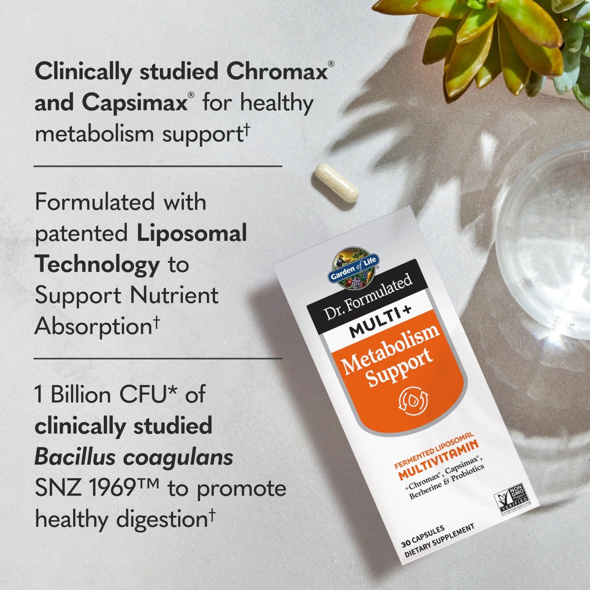 Garden of Life Dr. Formulated Multi+ Metabolism Support - Fermented Liposomal Multivitamin + Chromax, Capsimax, Berberine & Probiotics - 30 Capsules Garden of Life uk supplements