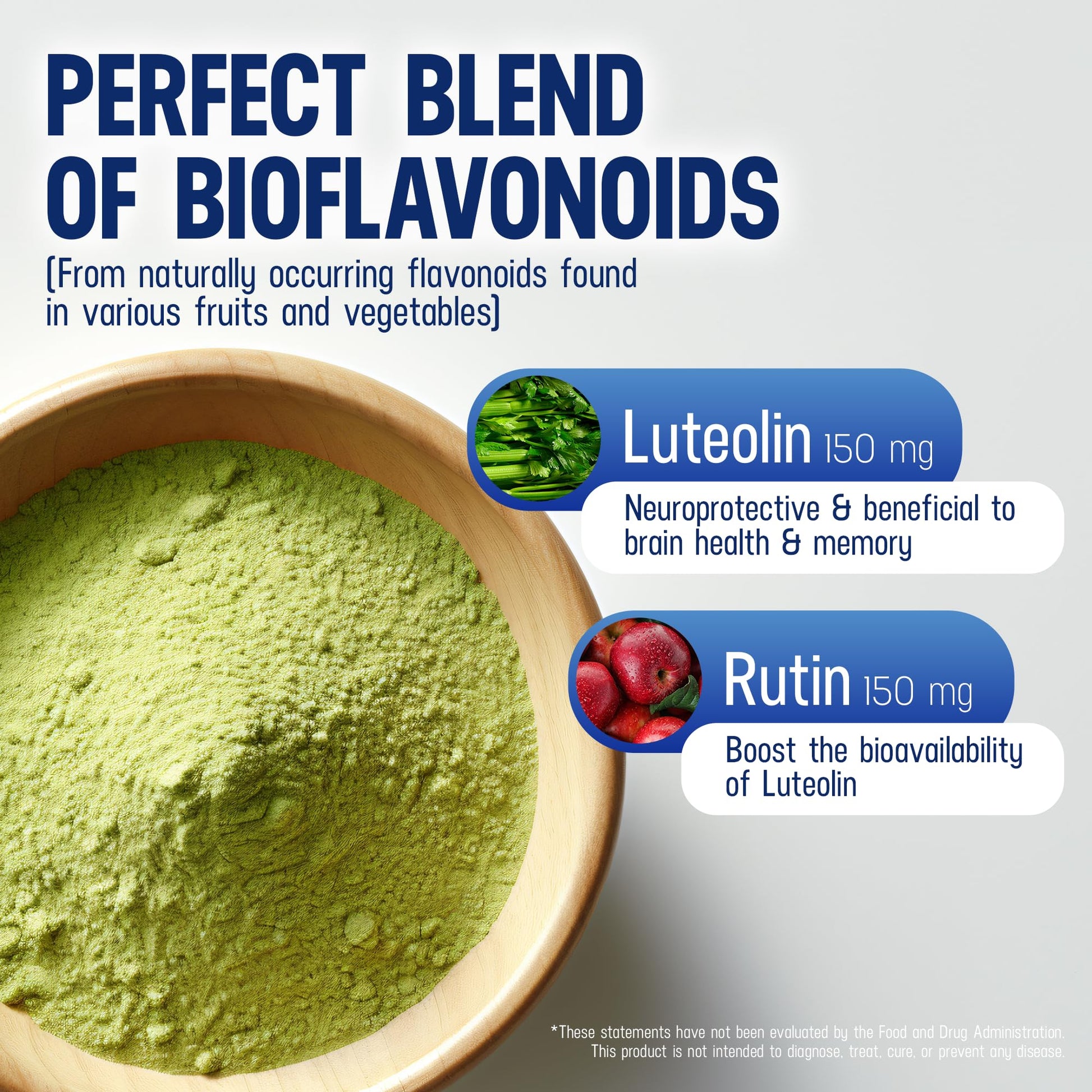 Lutimax Luteolin Complex Powder Brain Supplement with Rutin - Nootropic Brain Supplements for Memory and Focus to Improve Brain Health - Antioxidant Supplement for Immune Support - 100 Servings Solo Luti uk supplements