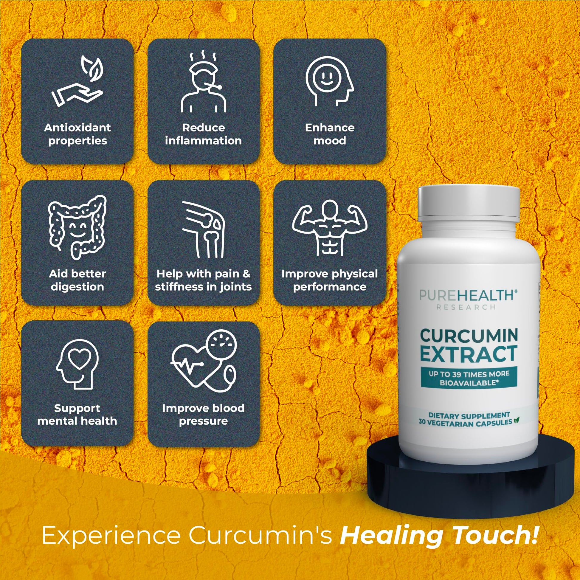 PUREHEALTH RESEARCH Curcumin Extract - High Absorption Turmeric Supplement for Robust Immune Support - Joint Support for Overworked Joints and Muscles - Powered by Curcugen x39 Bioavailable - 1 Bottle PUREHEALTH RESEARCH uk supplements