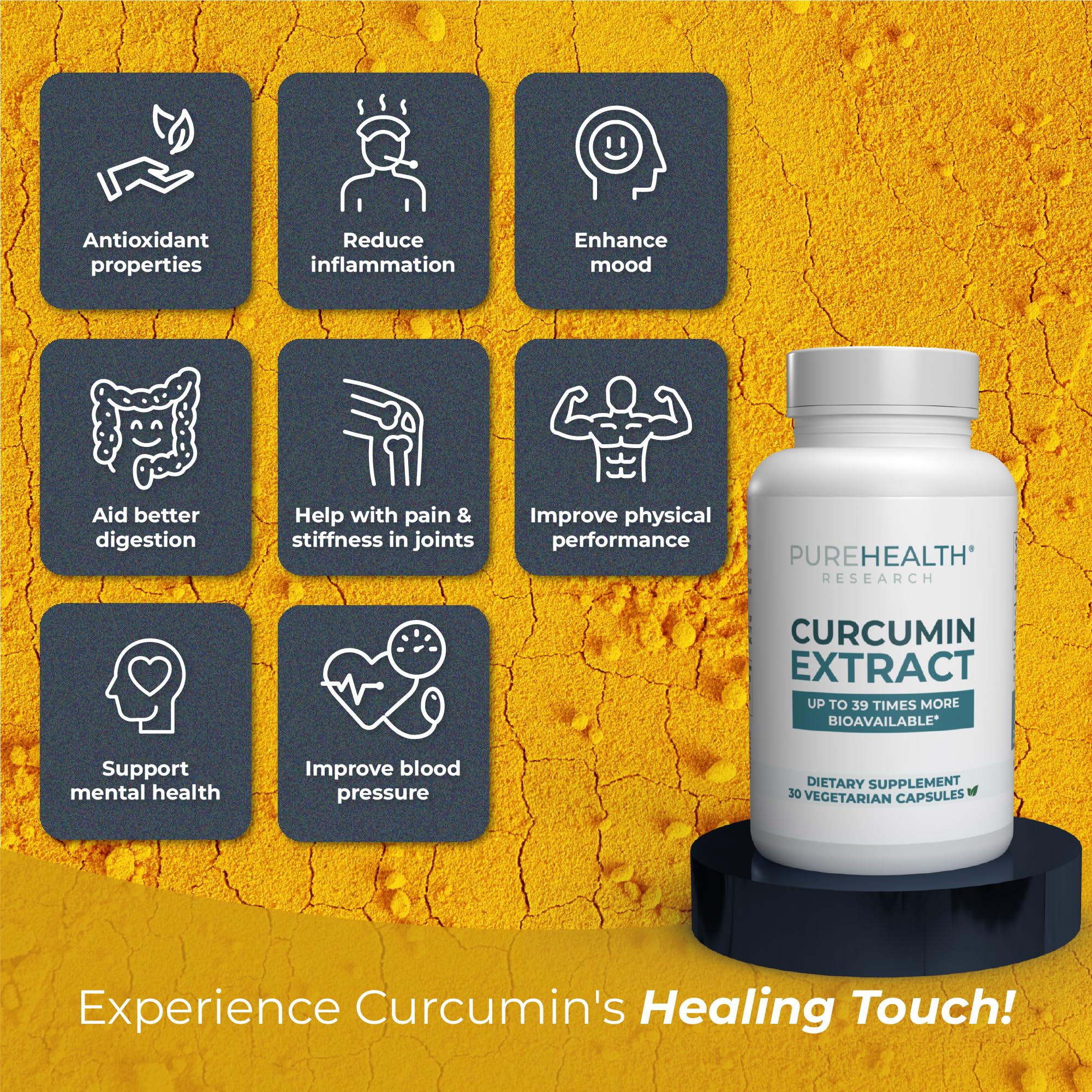 PUREHEALTH RESEARCH Curcumin Extract - High Absorption Turmeric Supplement for Robust Immune Support - Joint Support for Overworked Joints and Muscles - Powered by Curcugen x39 Bioavailable - 1 Bottle PUREHEALTH RESEARCH uk supplements