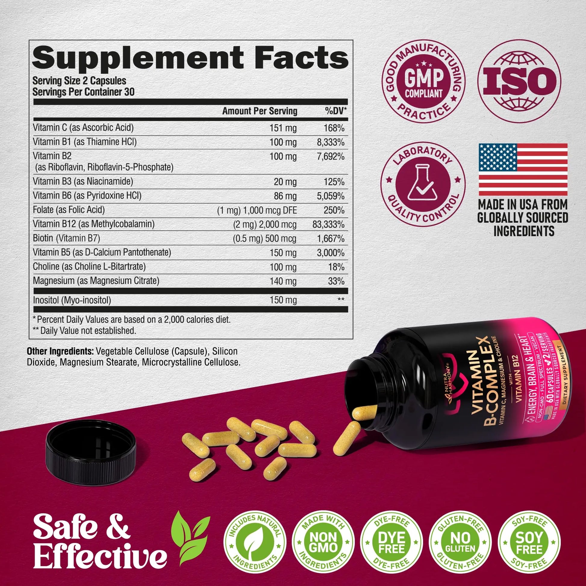 NUTRAHARMONY Vitamin B Complex & Glucosamine Chondroitin Capsules NUTRAHARMONY uk supplements