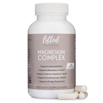 Magnesium Complex - Lifted Naturals Magnesium Supplement w/Bisglycinate, Malate, Taurate - 120 Capsules - Bioavailable Magnesium Formula for Mood, Sleep, Energy Support* Lifted Naturals uk supplements